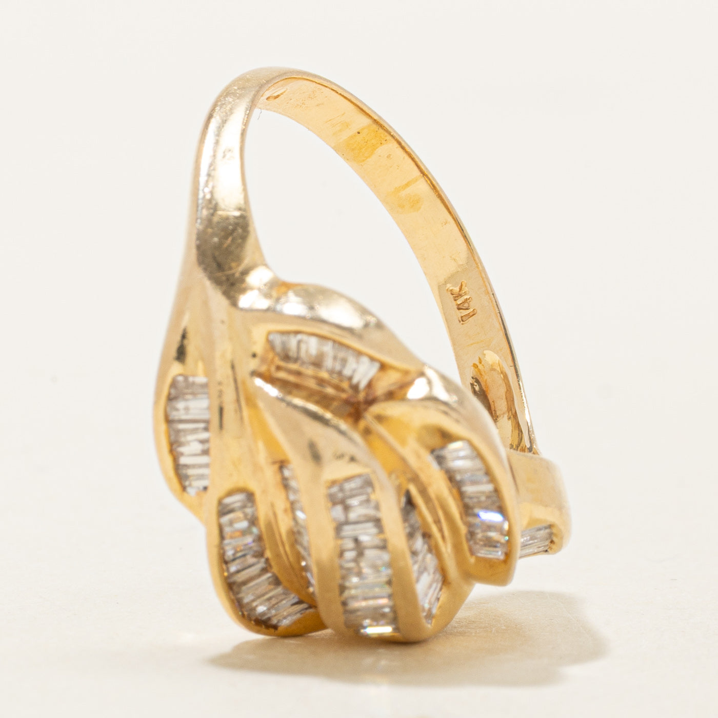 14k Baguette Diamond Multi Row Cocktail Ring | 0.75ctw | SZ 8.75