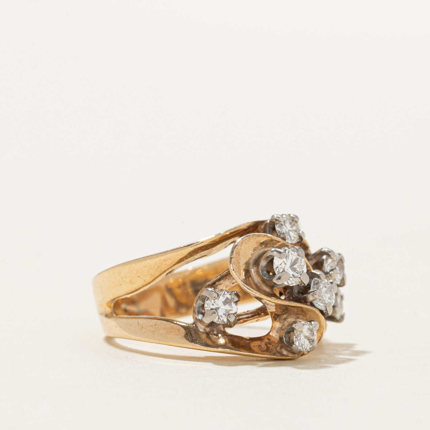 Bague cocktail abstraite en diamants 14 carats | 0,50 ct | Taille 5