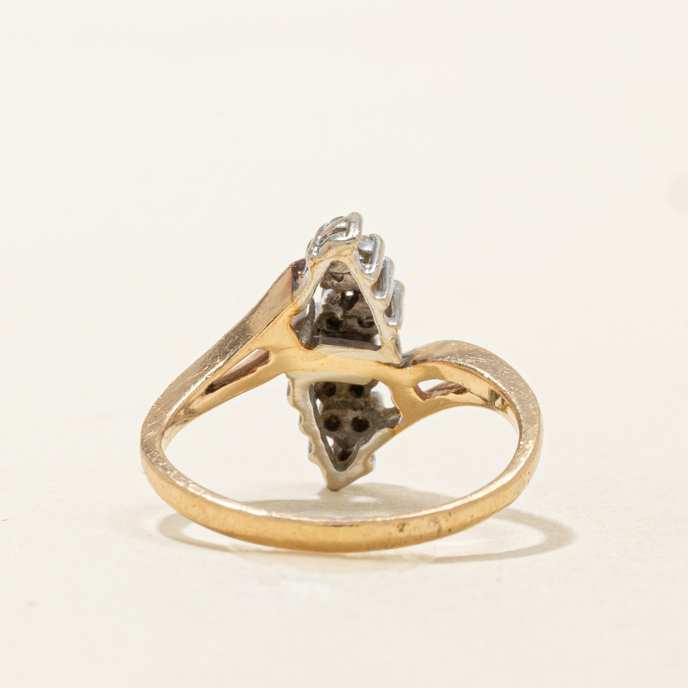 14k Diamond Wave Cluster Bypass Ring | 0.22ctw | SZ 5