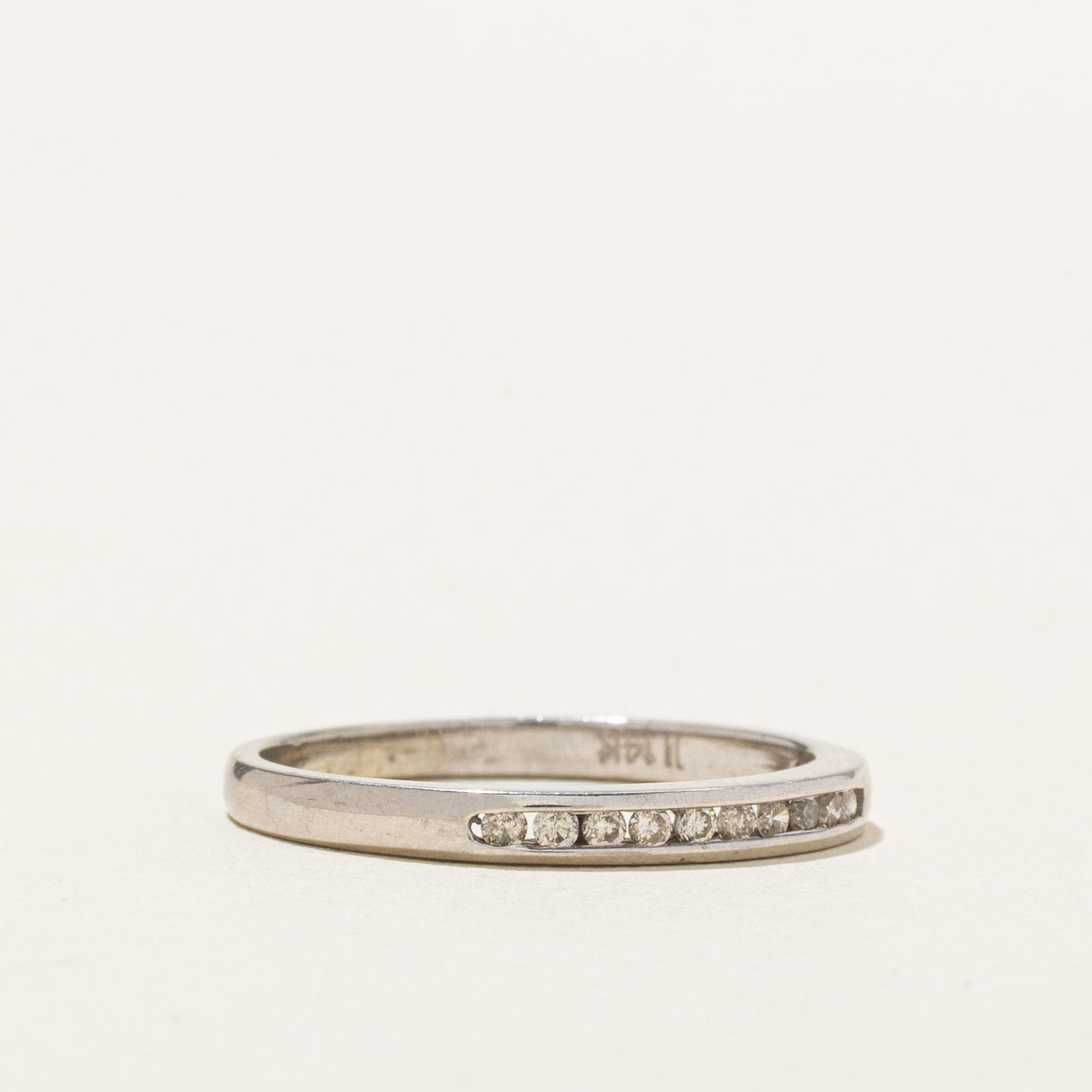 14K White Gold Semi Eternity Diamond Band | SZ 6.5