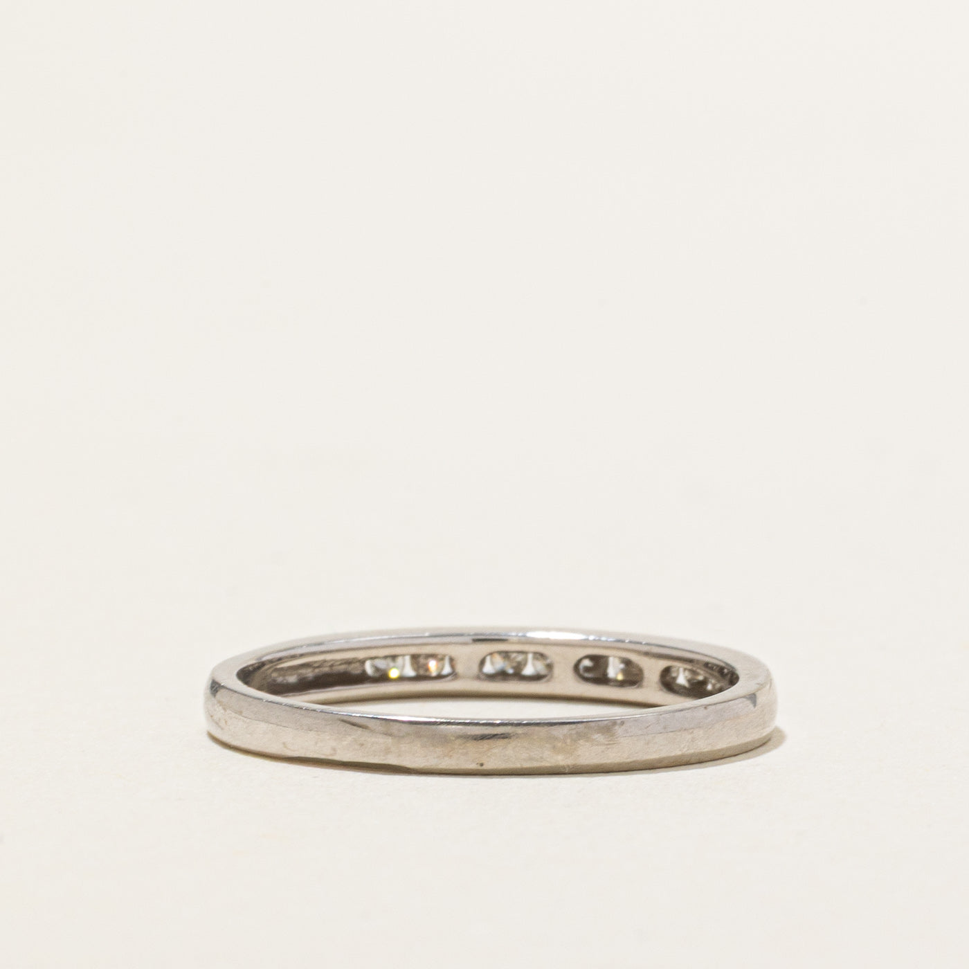 14K White Gold Semi Eternity Diamond Band | SZ 6.5