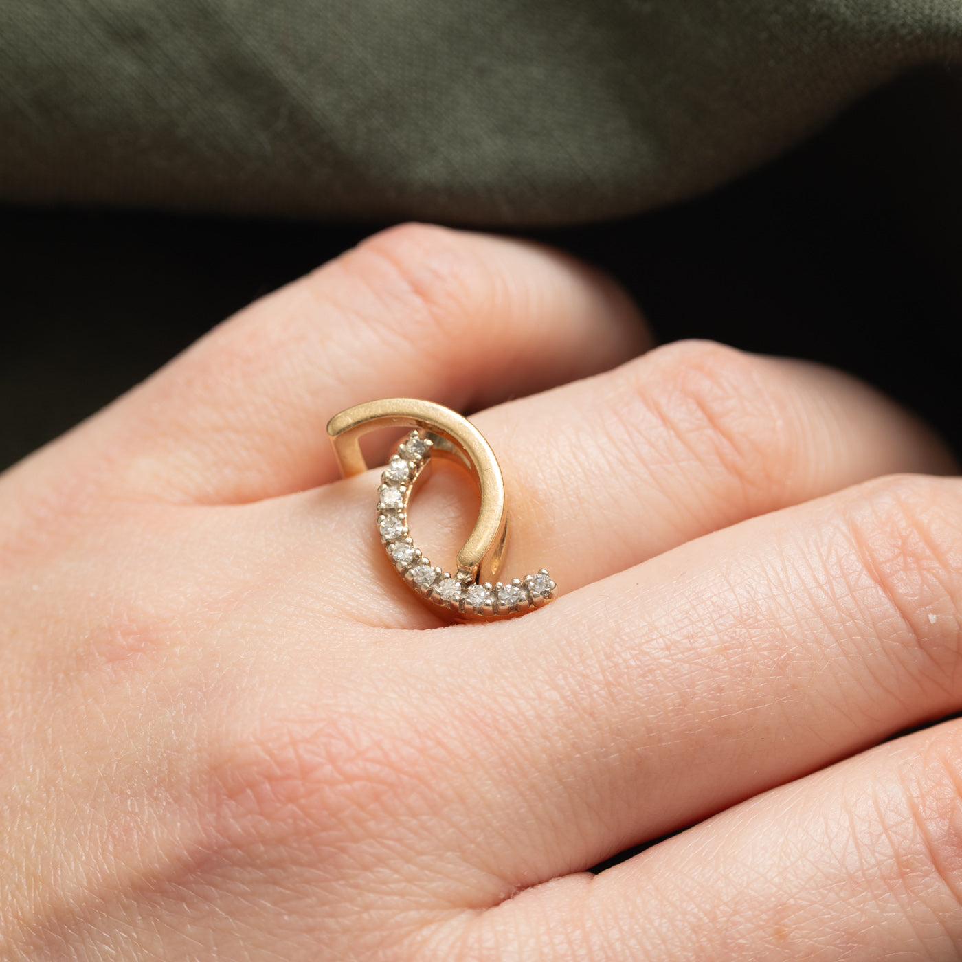 14K Diamond Semi Circle Ring | 0.15ctw | SZ 4.5