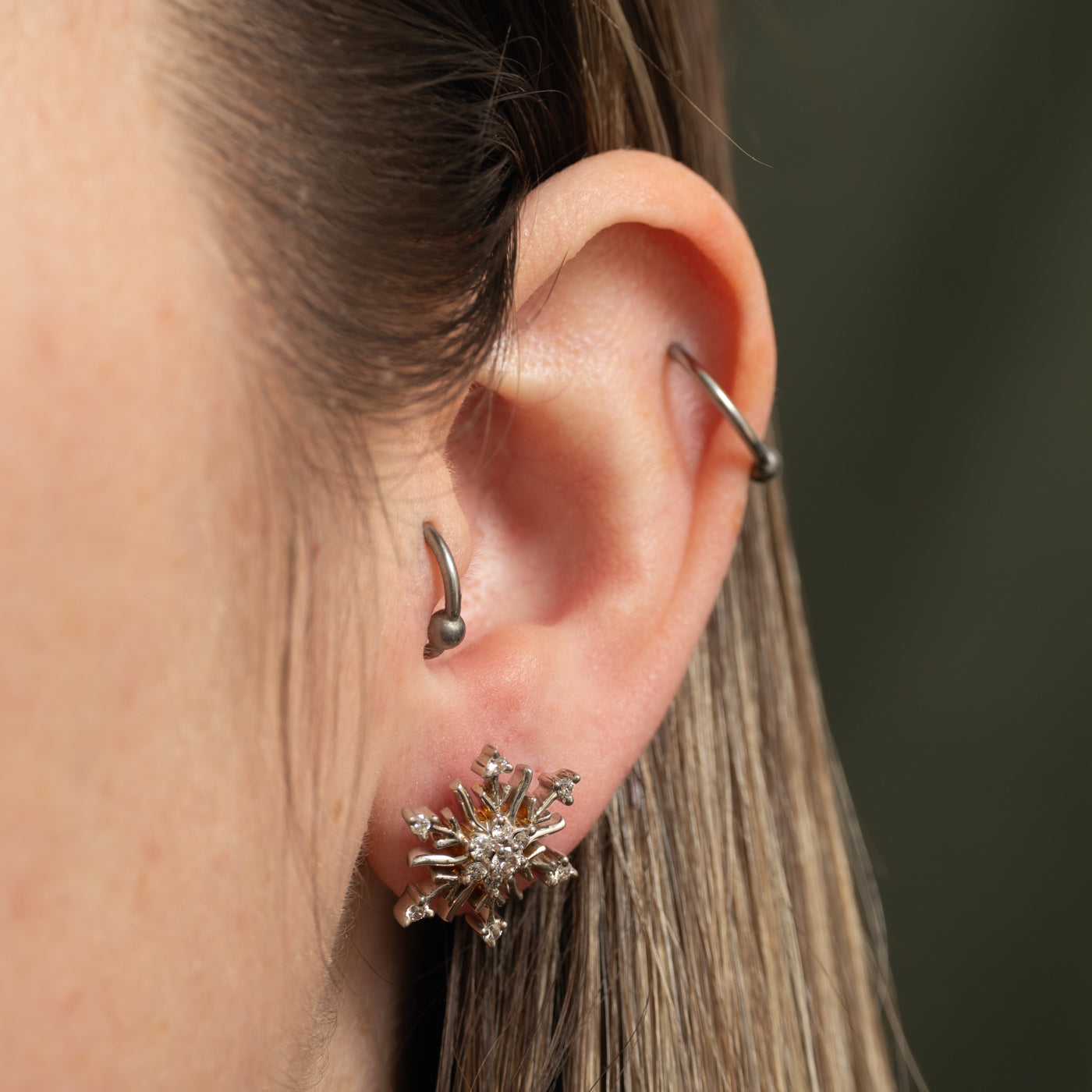 18k Diamond Snowflake Stud Earrings | 0.54ctw
