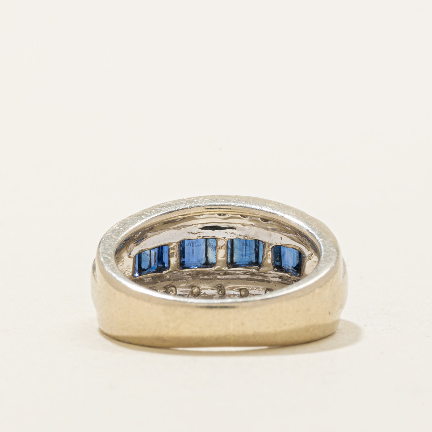 14k Channel Set Sapphire & Diamond Band | 0.90ctw, 0.13ctw | SZ 1.5