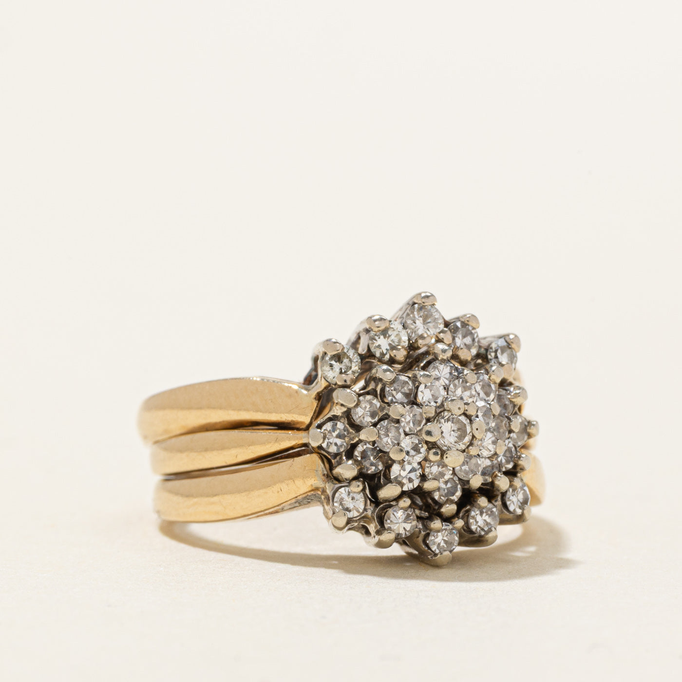 14K Diamond Petal Cluster Wedding Ring Set | 0.32ctw | SZ 4.5