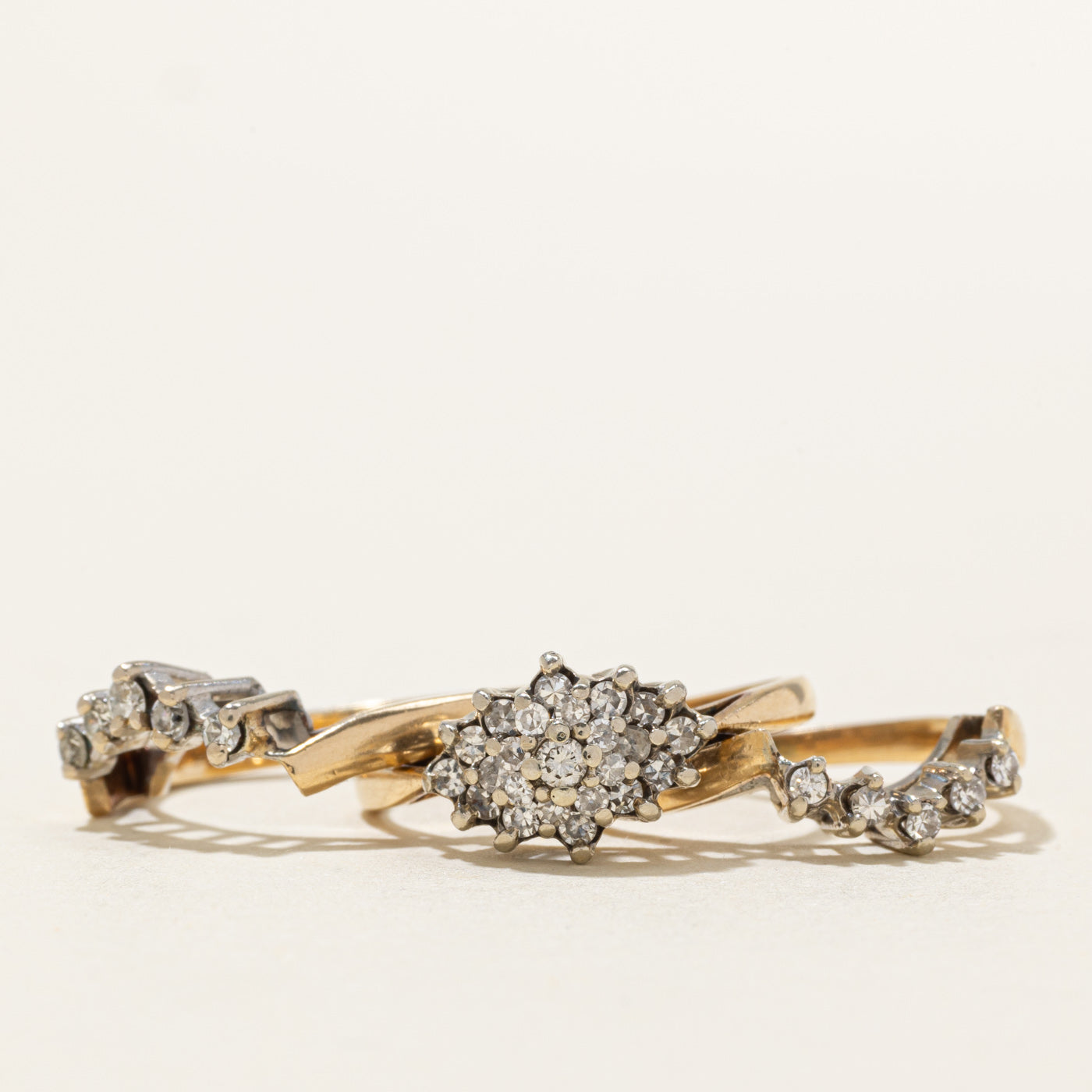 14K Diamond Petal Cluster Wedding Ring Set | 0.32ctw | SZ 4.5