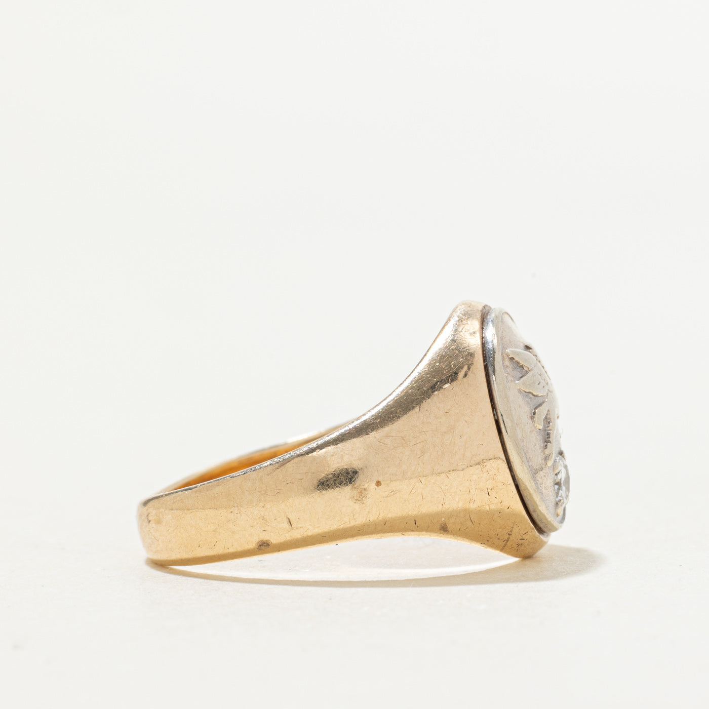 10k Diamond Pegasus Signet Ring | 0.08ctw | SZ 7.5