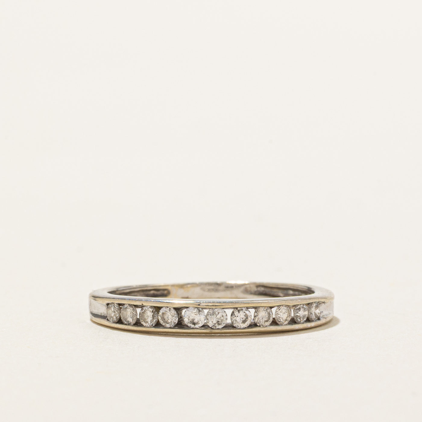 14K White Gold Semi Eternity Diamond Band | SZ 5.5