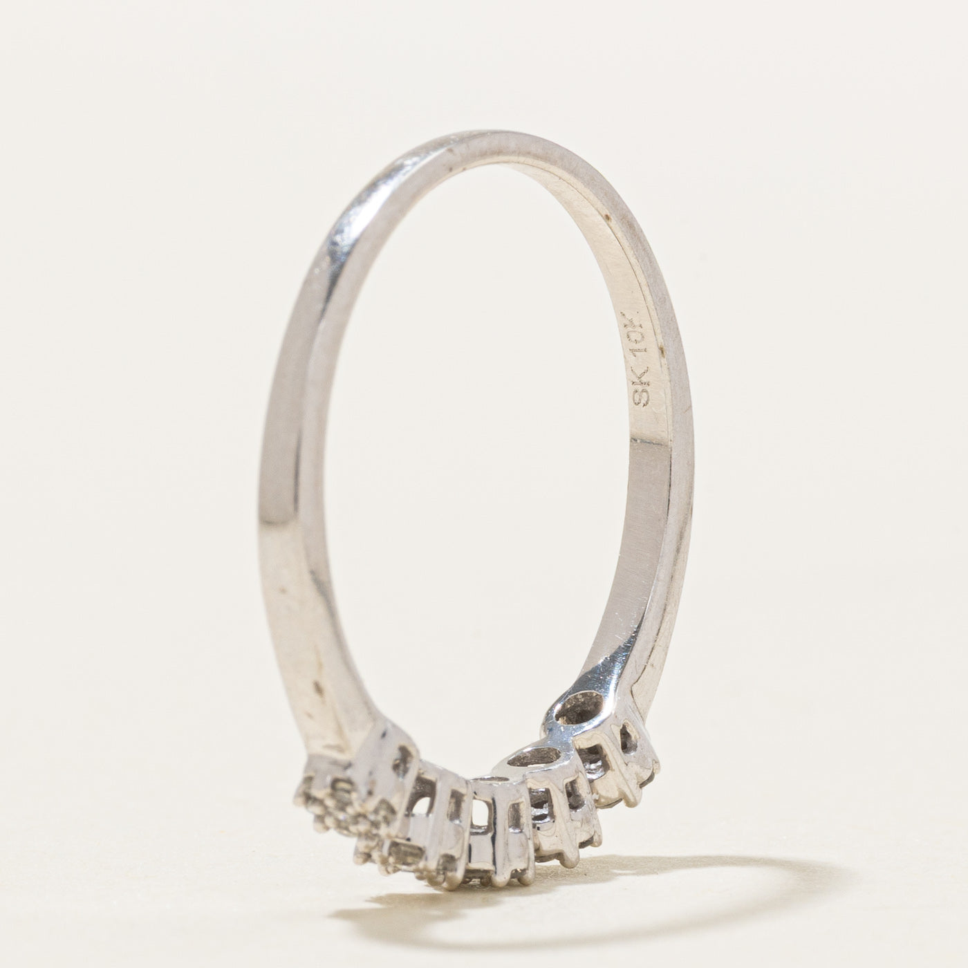 10K White Gold Diamond Multi Cluster Band | SZ 7.0