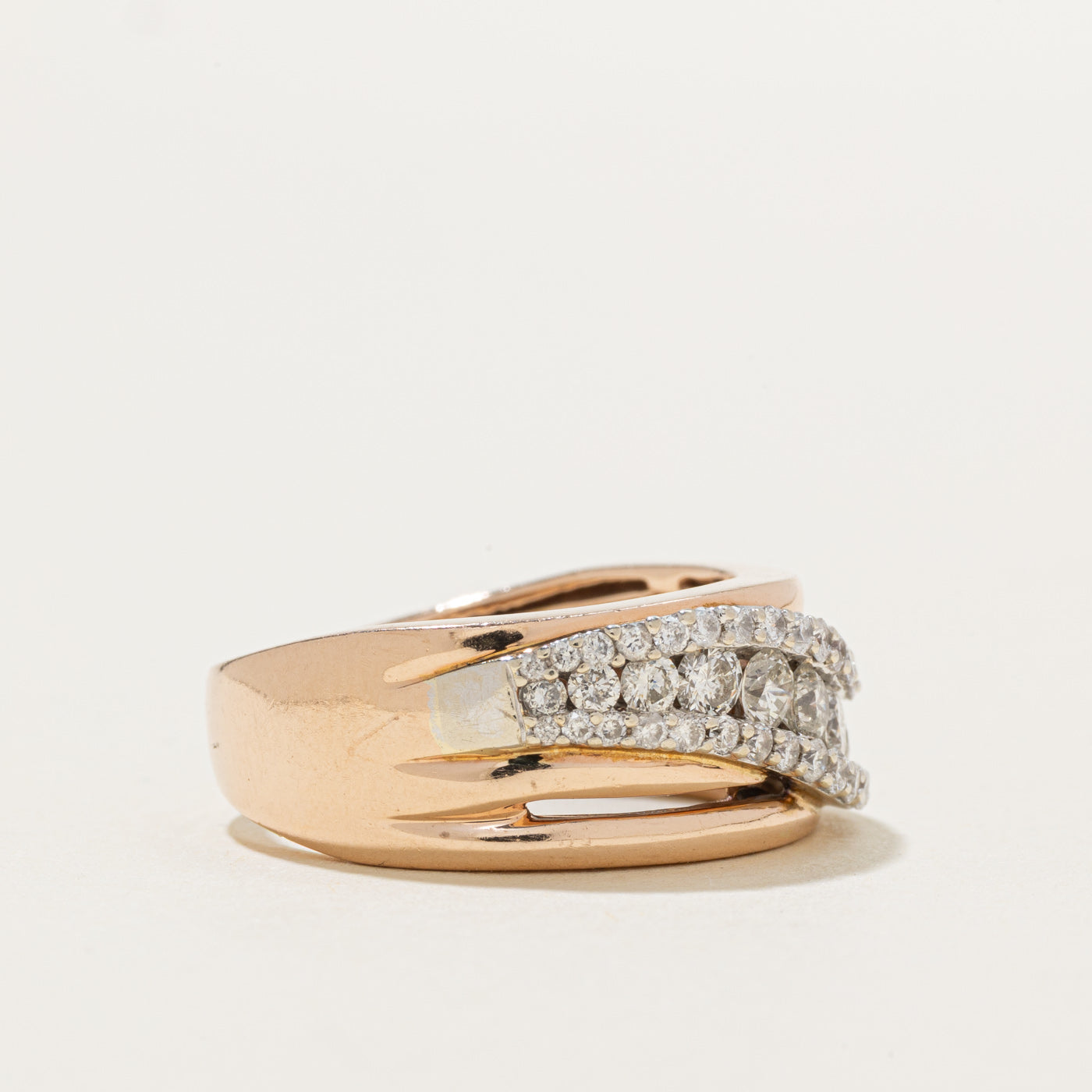 10K Diamond Multi Row Wave Band | 0.66ctw | SZ 7.5