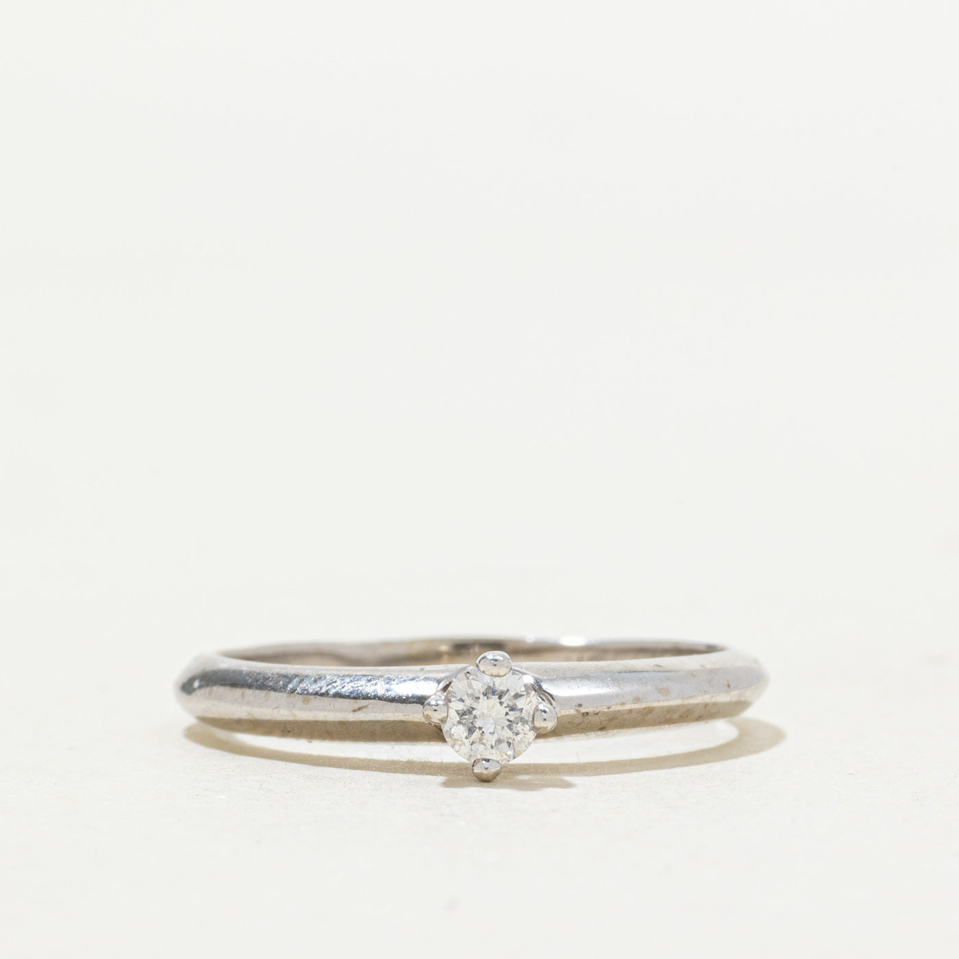 10k Round Brilliant Cut Solitaire Diamond Petite Ring | 0.13ctw | SZ 7.25