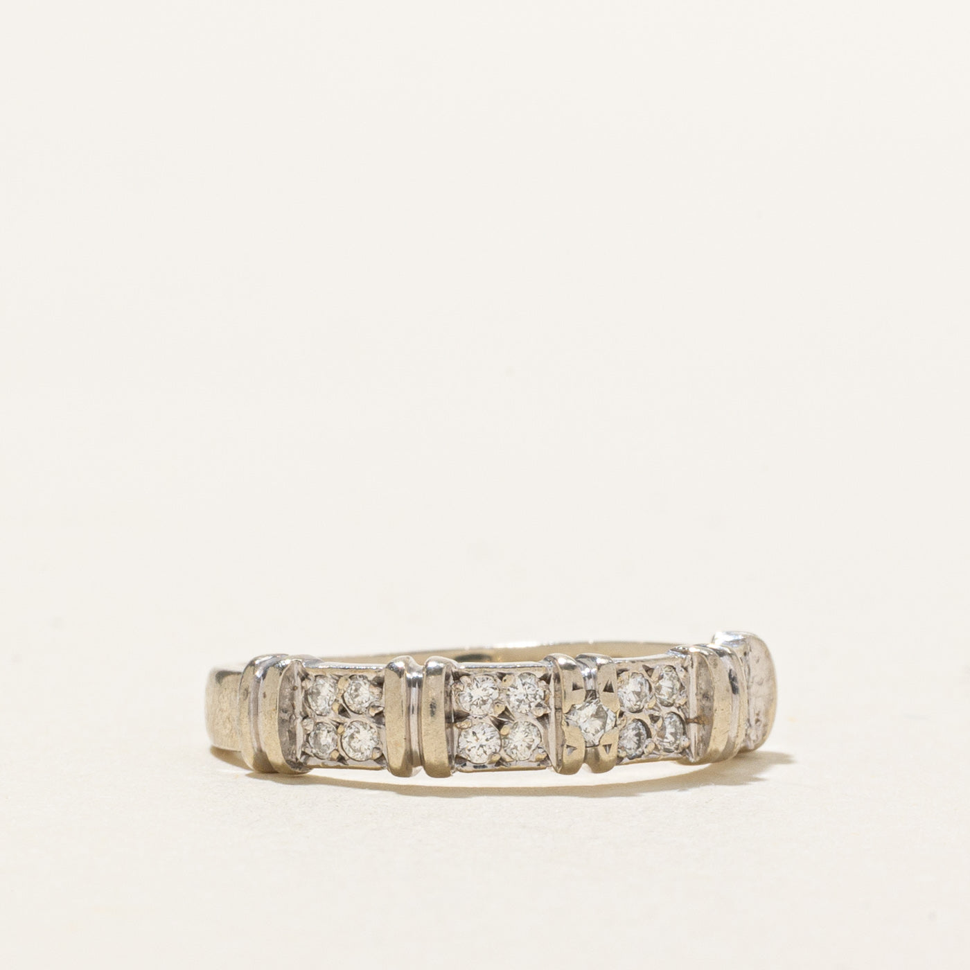 14K Diamond Multi Grid Grooved Band | SZ 4.75
