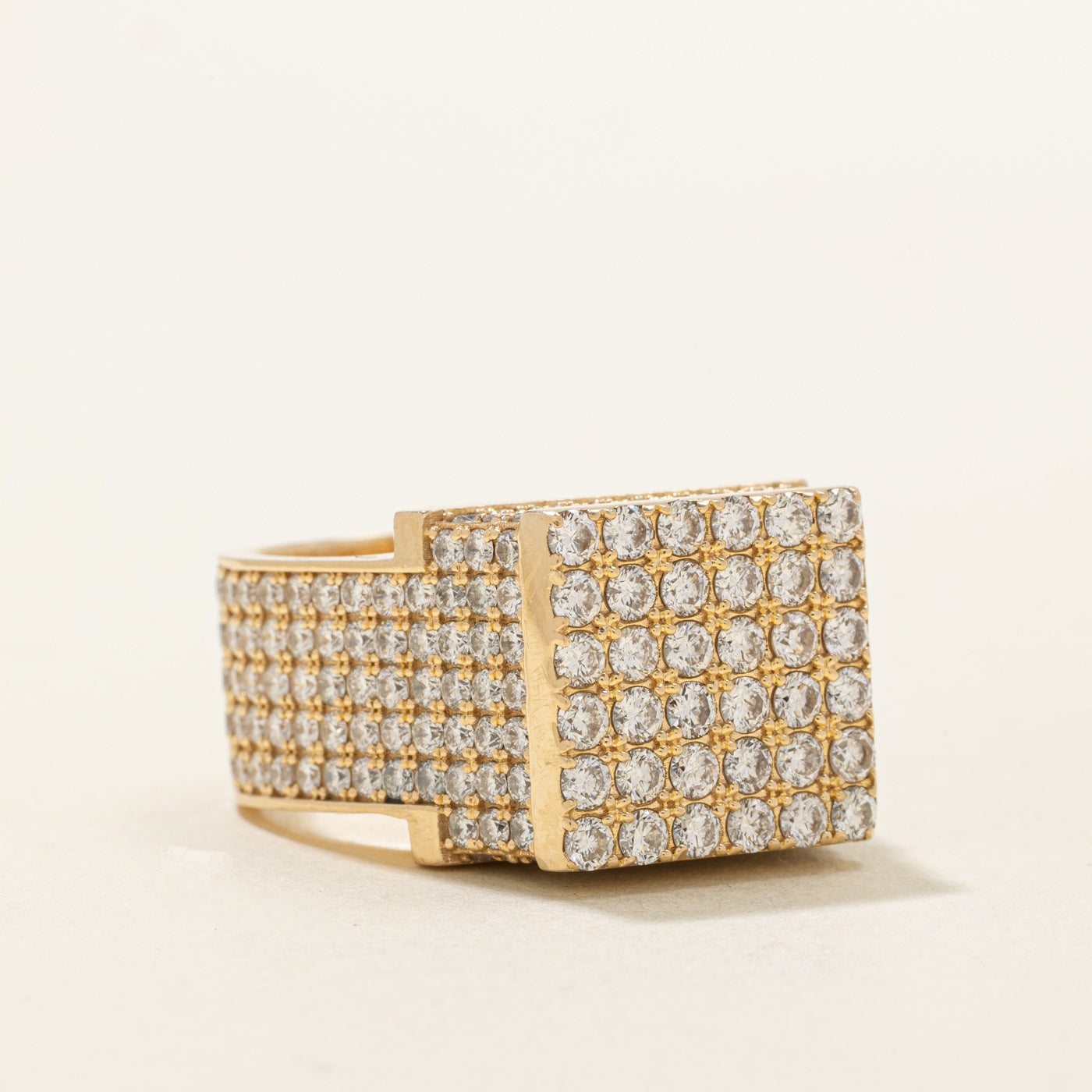 14k Diamond Grid Statement Signet Ring | 6.48ctw | SZ 9.75