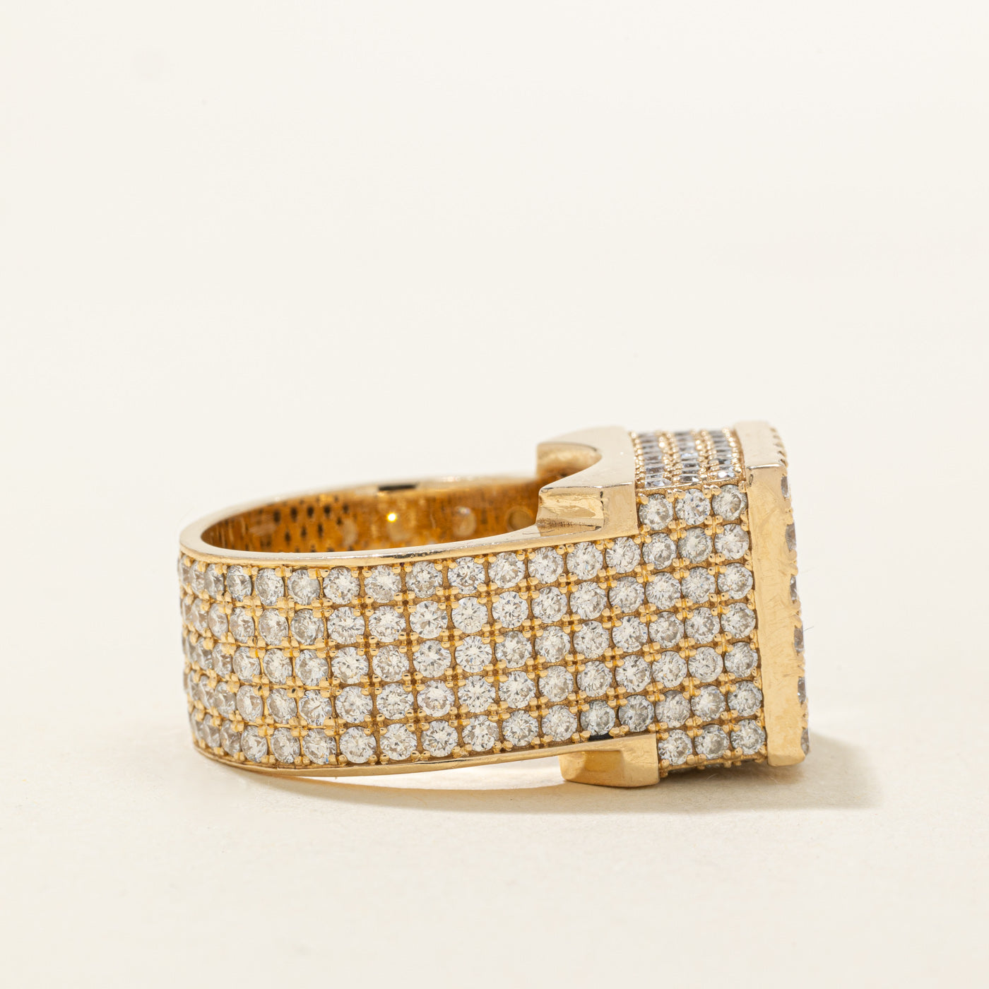 14k Diamond Grid Statement Signet Ring | 6.48ctw | SZ 9.75
