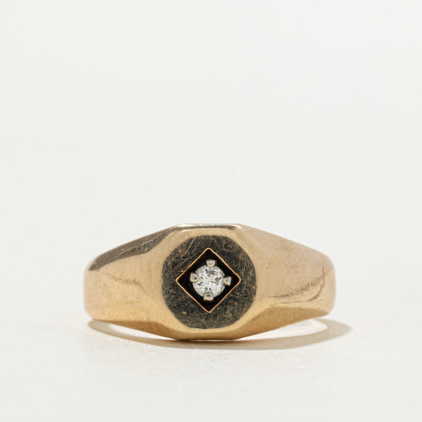 10k Diamond Geometric Signet Ring | 0.08ctw | SZ 10.5