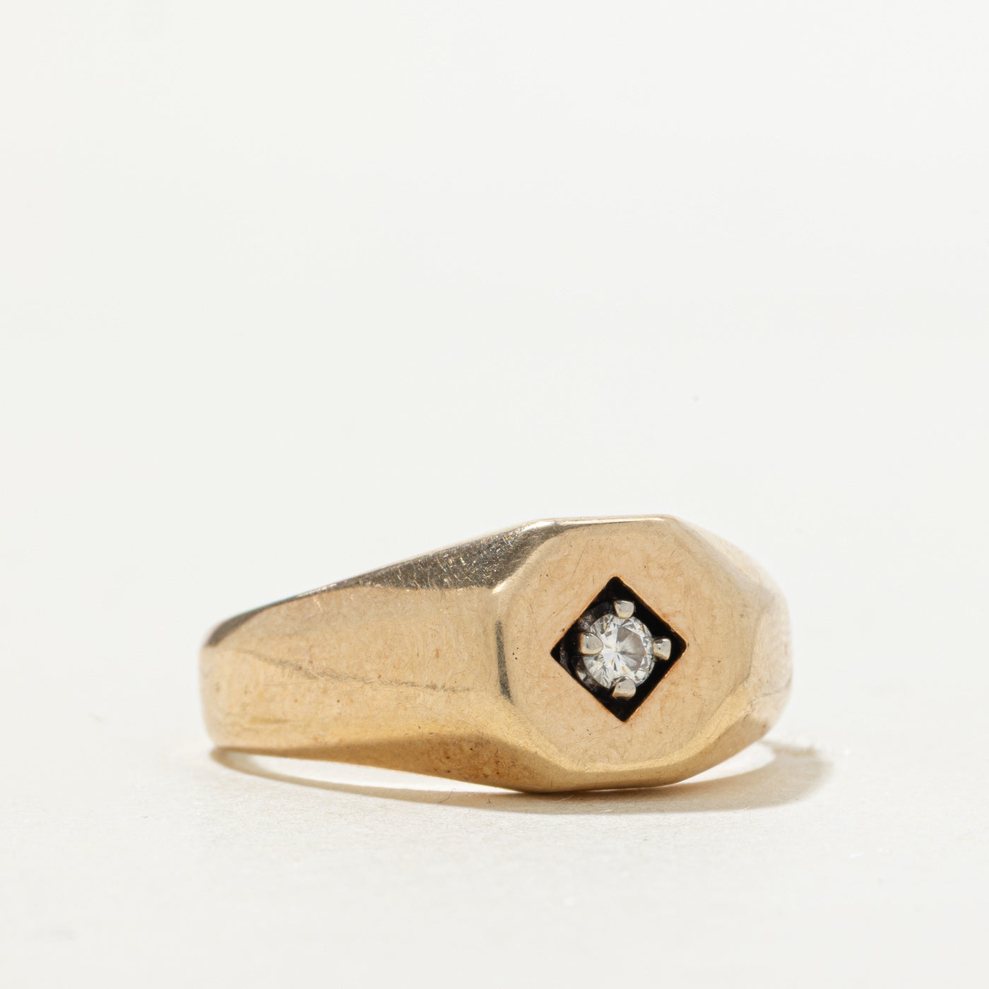 10k Diamond Geometric Signet Ring | 0.08ctw | SZ 10.5