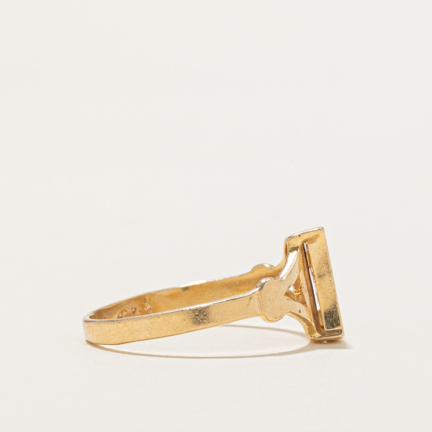 14K Yellow Gold Diamond "P" Initial Ring | SZ 6.5