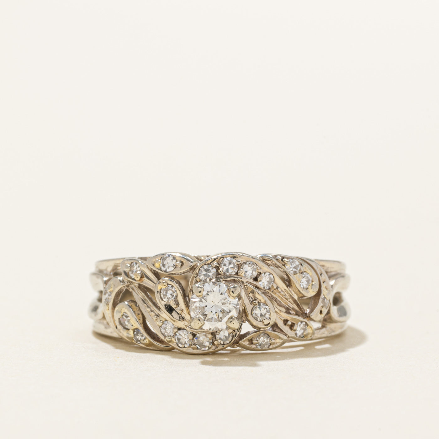 14K Diamond Leafy Accented Ring | 0.31ctw | SZ 7.75