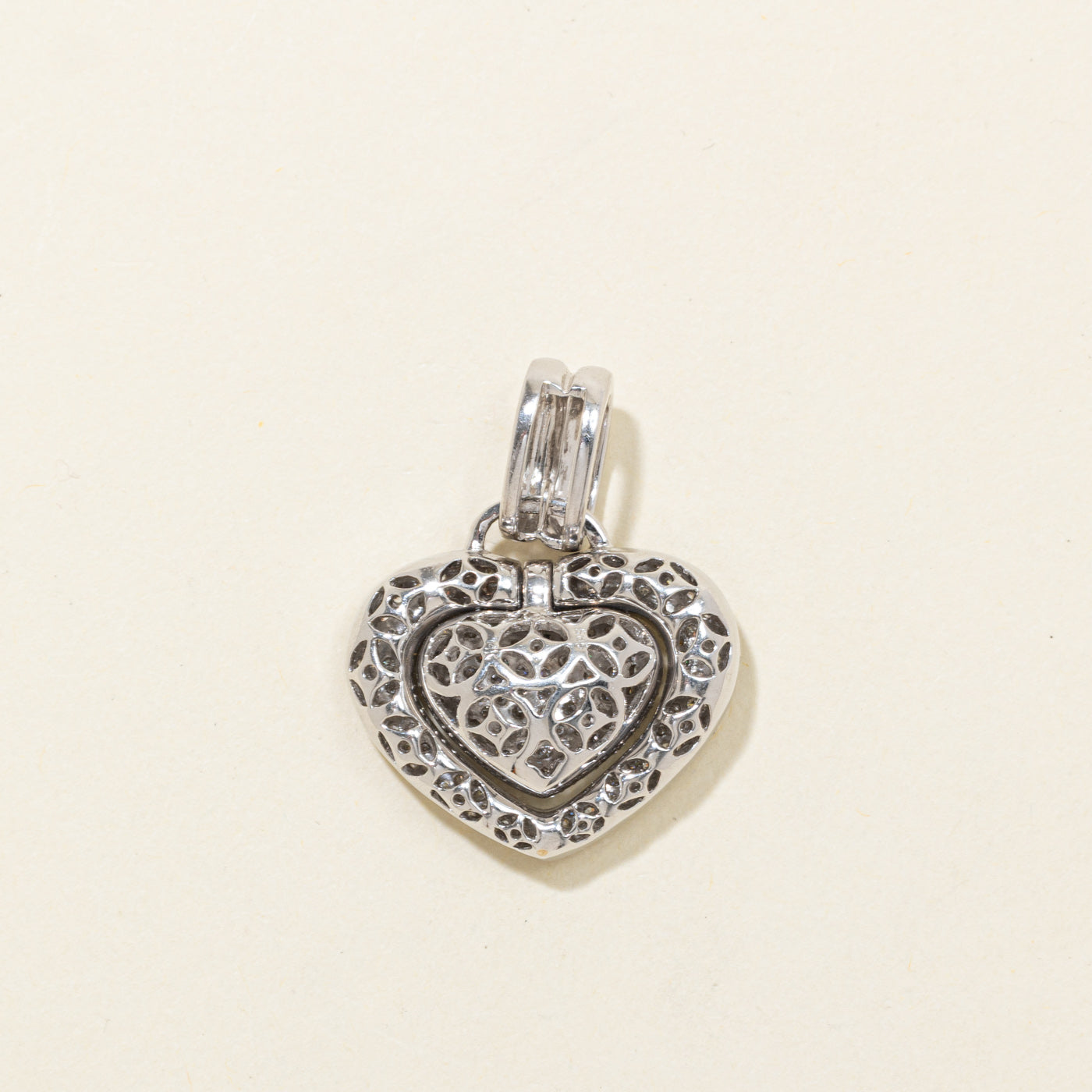 14k Pavé Set Diamond Puffed Heart Pendant | 2.12ctw