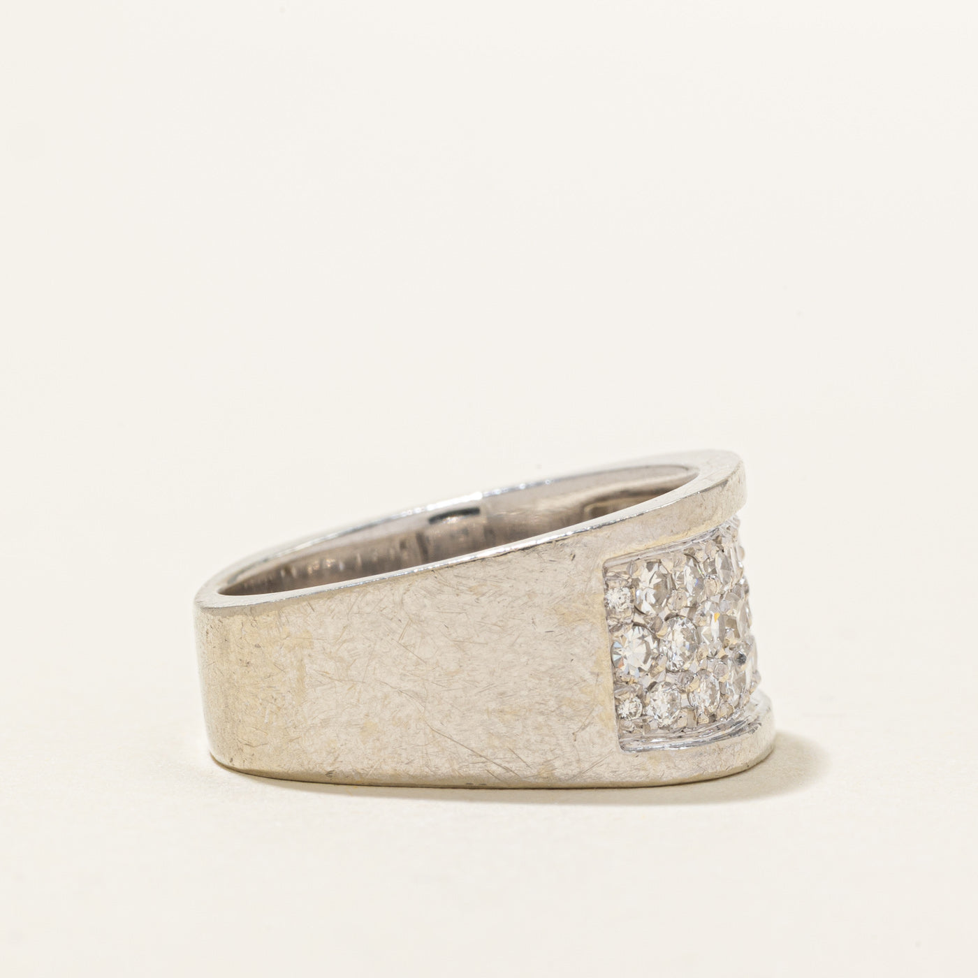 14K White Gold Pavé Set Diamond Chunky Band | 0.50ctw | SZ 7.5