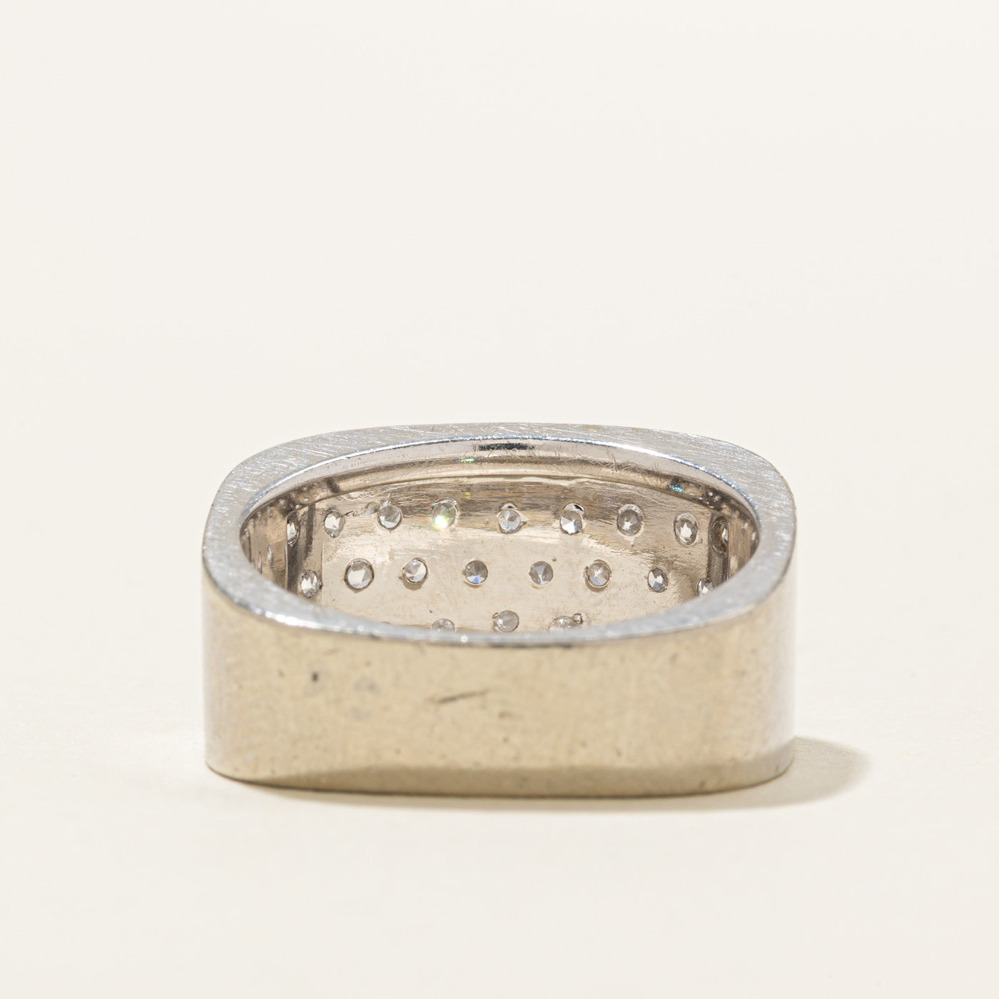 14K White Gold Pavé Set Diamond Chunky Band | 0.50ctw | SZ 7.5