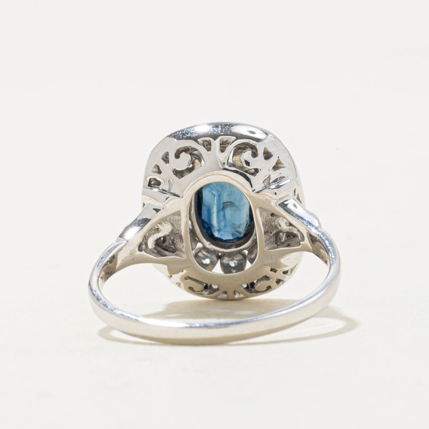 '100 Ways' 14k White Gold Art Deco Inspired Sapphire & Diamond Ring | 0.88ct, 0.30ctw | SZ 6.75