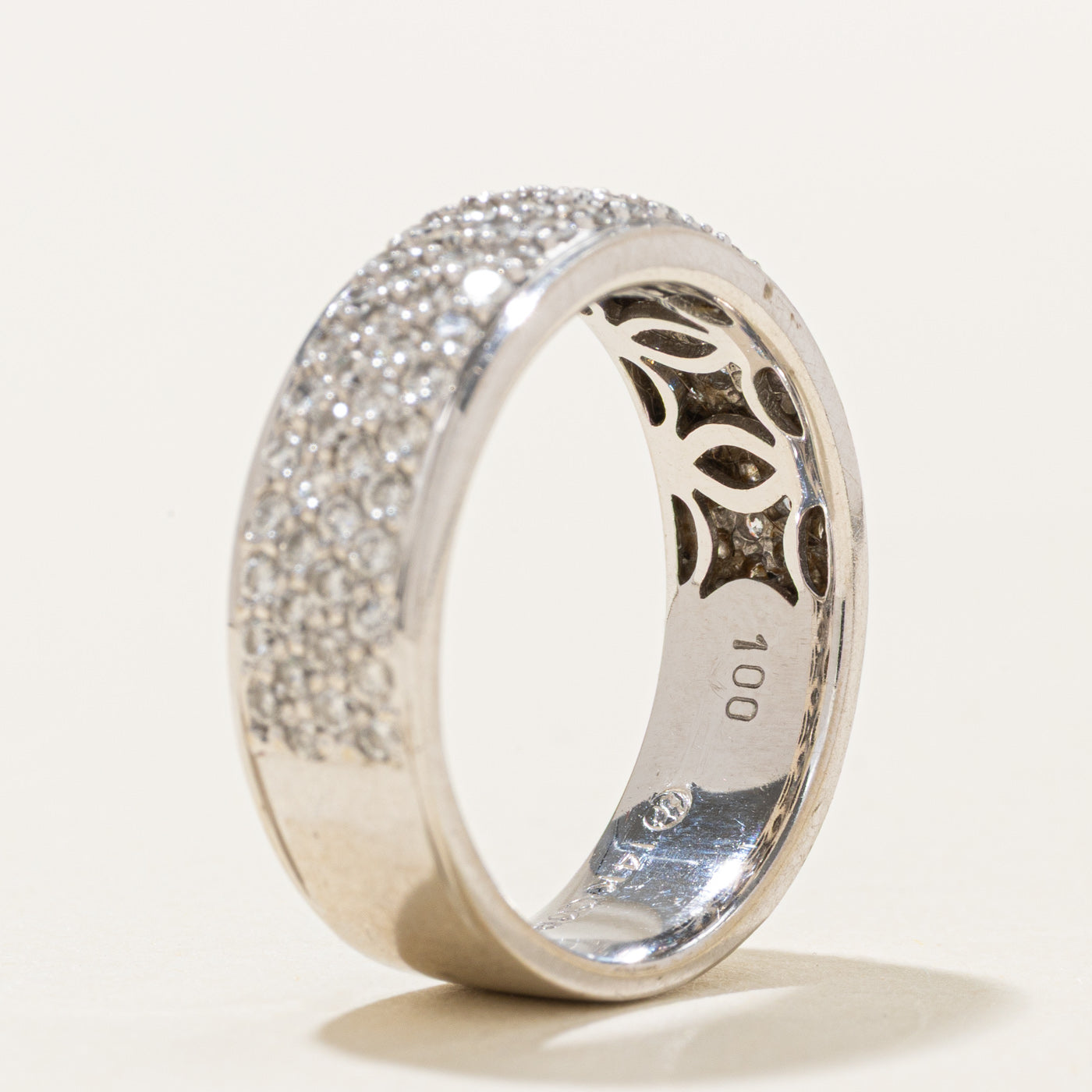 Bande de diamants sertie semi-éternité pavée 14 carats | 0,90ctw | Taille 6,75