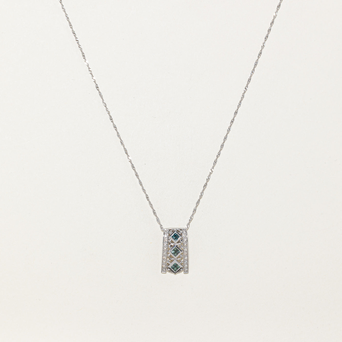 14k Gray Blue & White Diamond Pendant Necklace | 0.36ctw | 18"