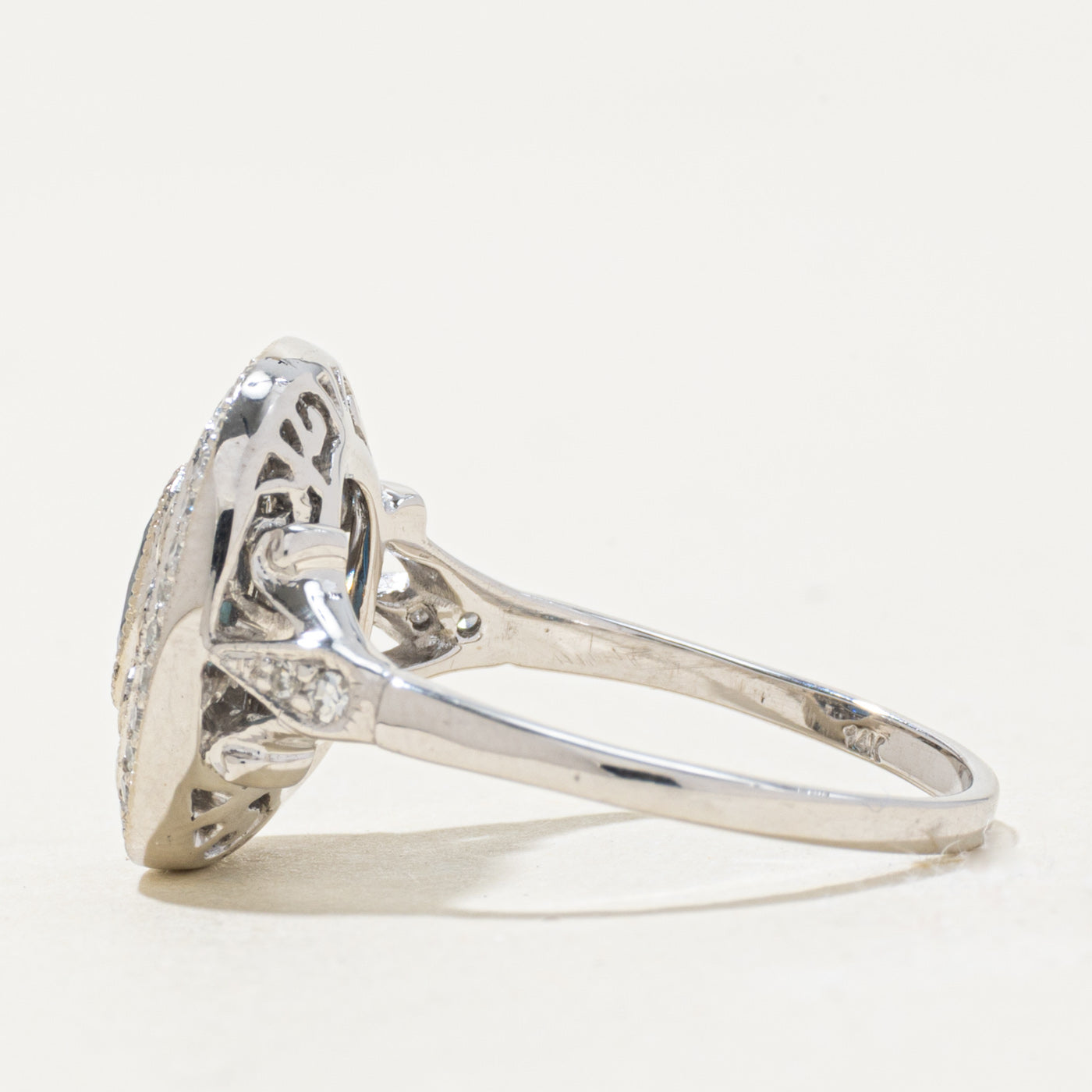 '100 Ways' 14k White Gold Art Deco Inspired Sapphire & Diamond Ring | 0.88ct, 0.30ctw | SZ 6.75