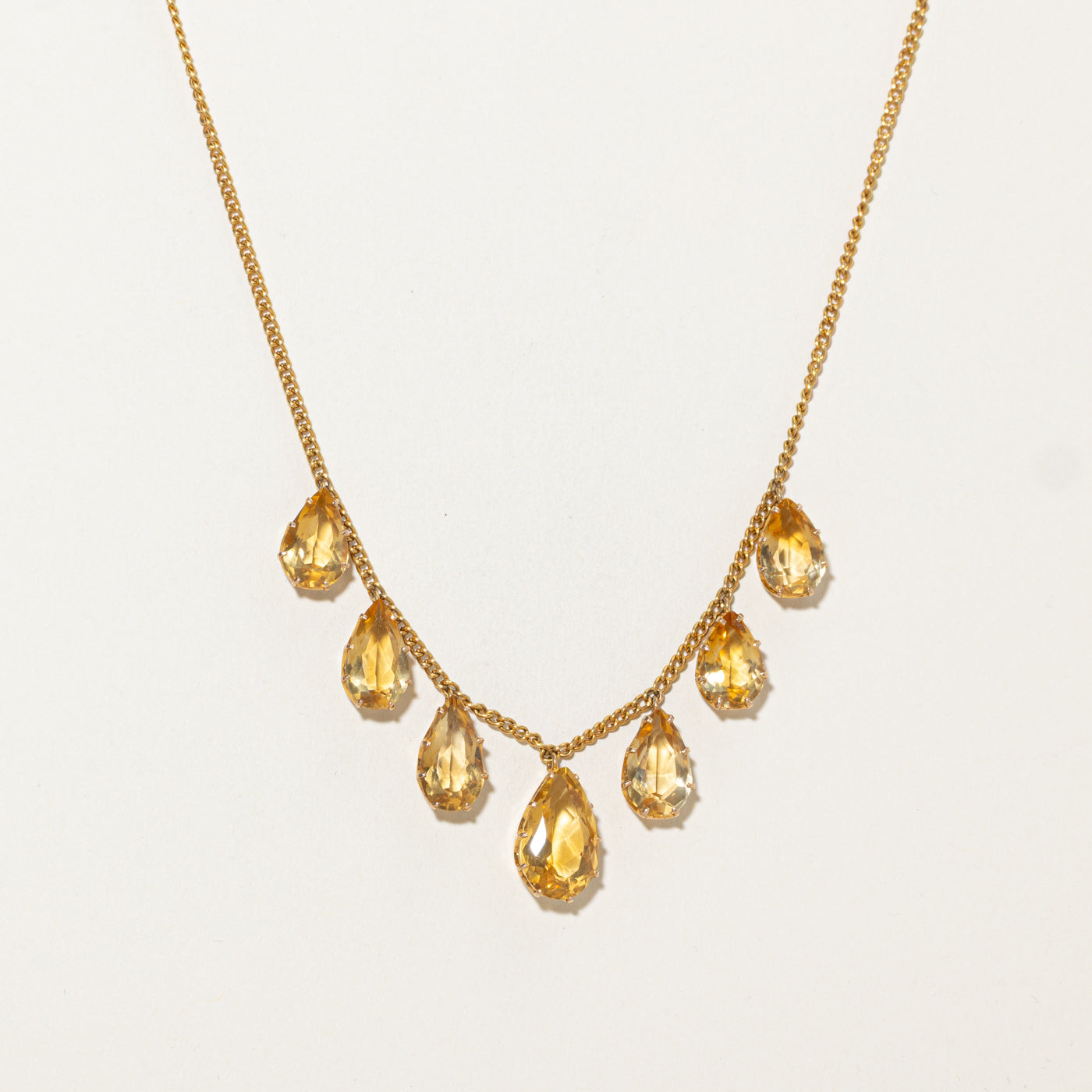 Five Stone Citrine Teardrop Necklace | 24.8ct | 16"