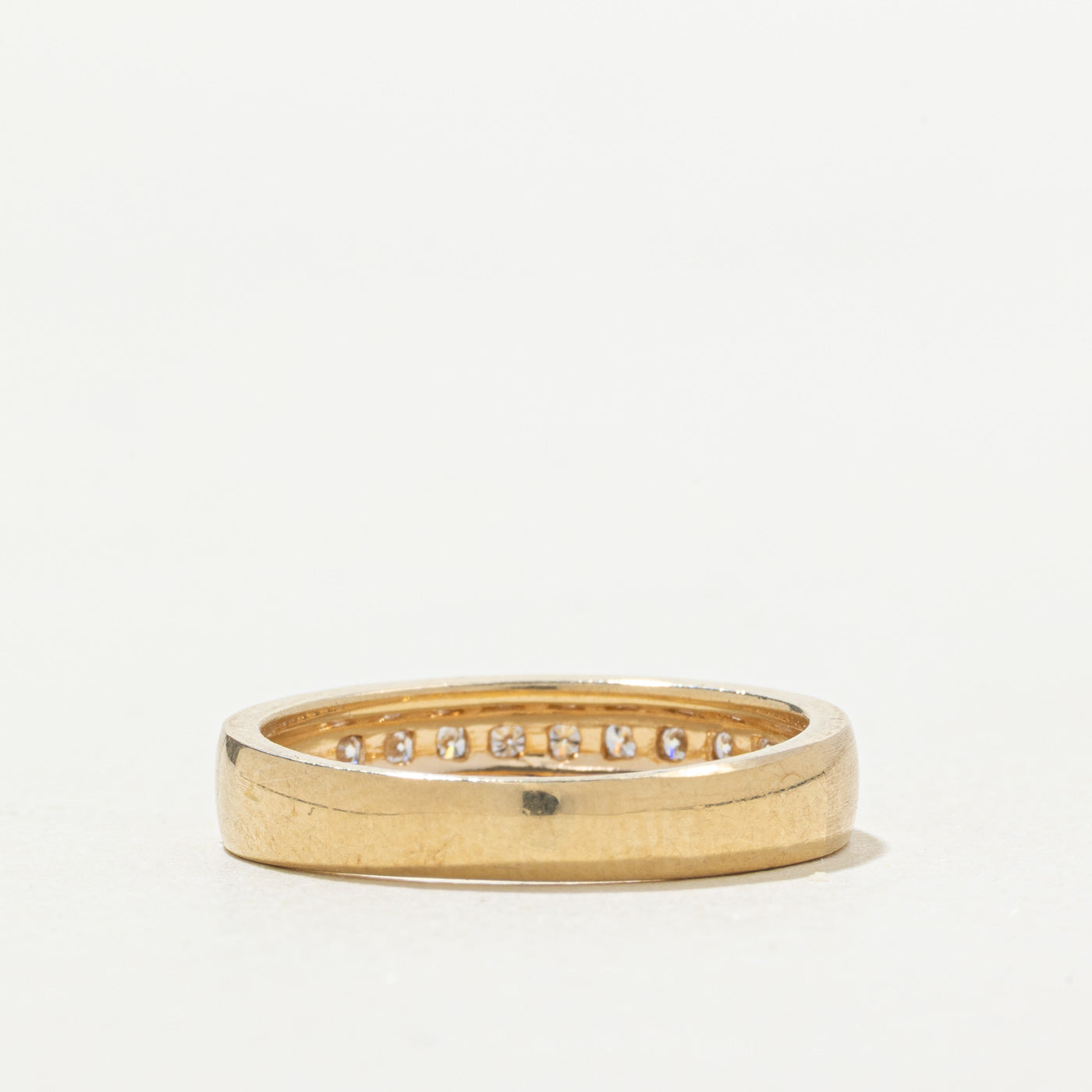 14k Semi Eternity Flush Set Diamond Band | SZ 5.5