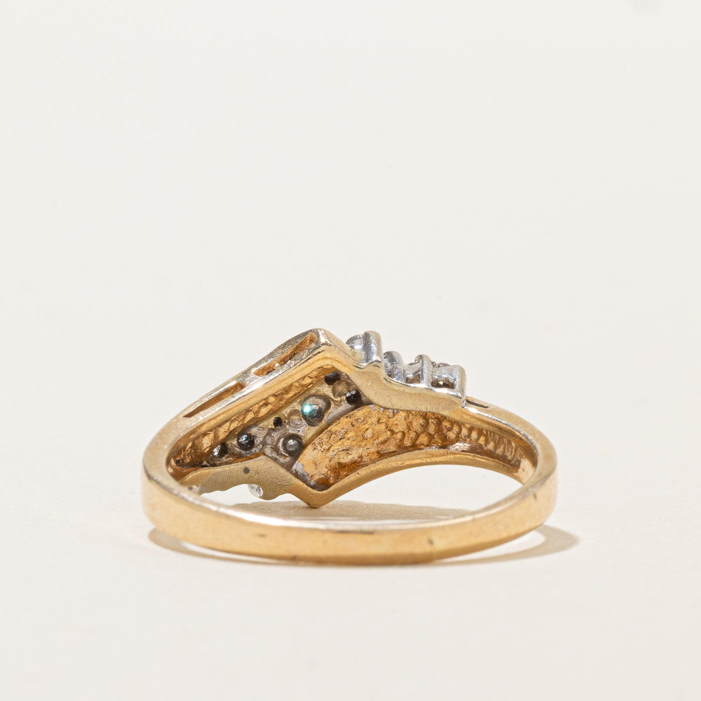 14K Diamond Cluster Bypass Ring | SZ 7.5