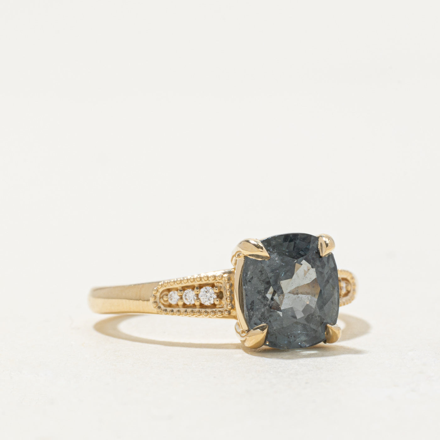'100 Ways' 14k Yellow Gold Grey Spinel Accented Ring | 2.96ct, 0.05ctw | SZ 7