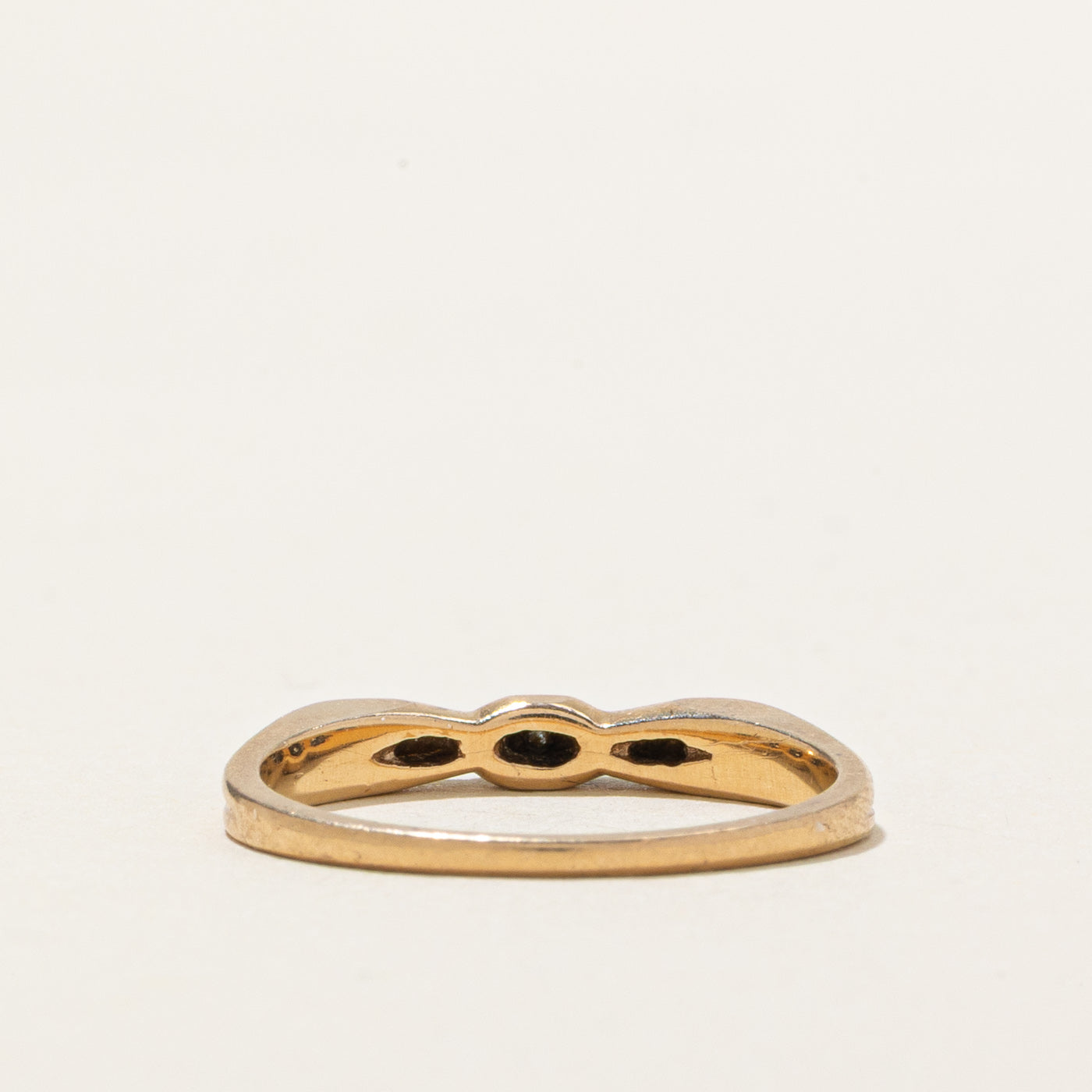 14K Diamond Marquise Pattern Grooved Band | SZ 6.0