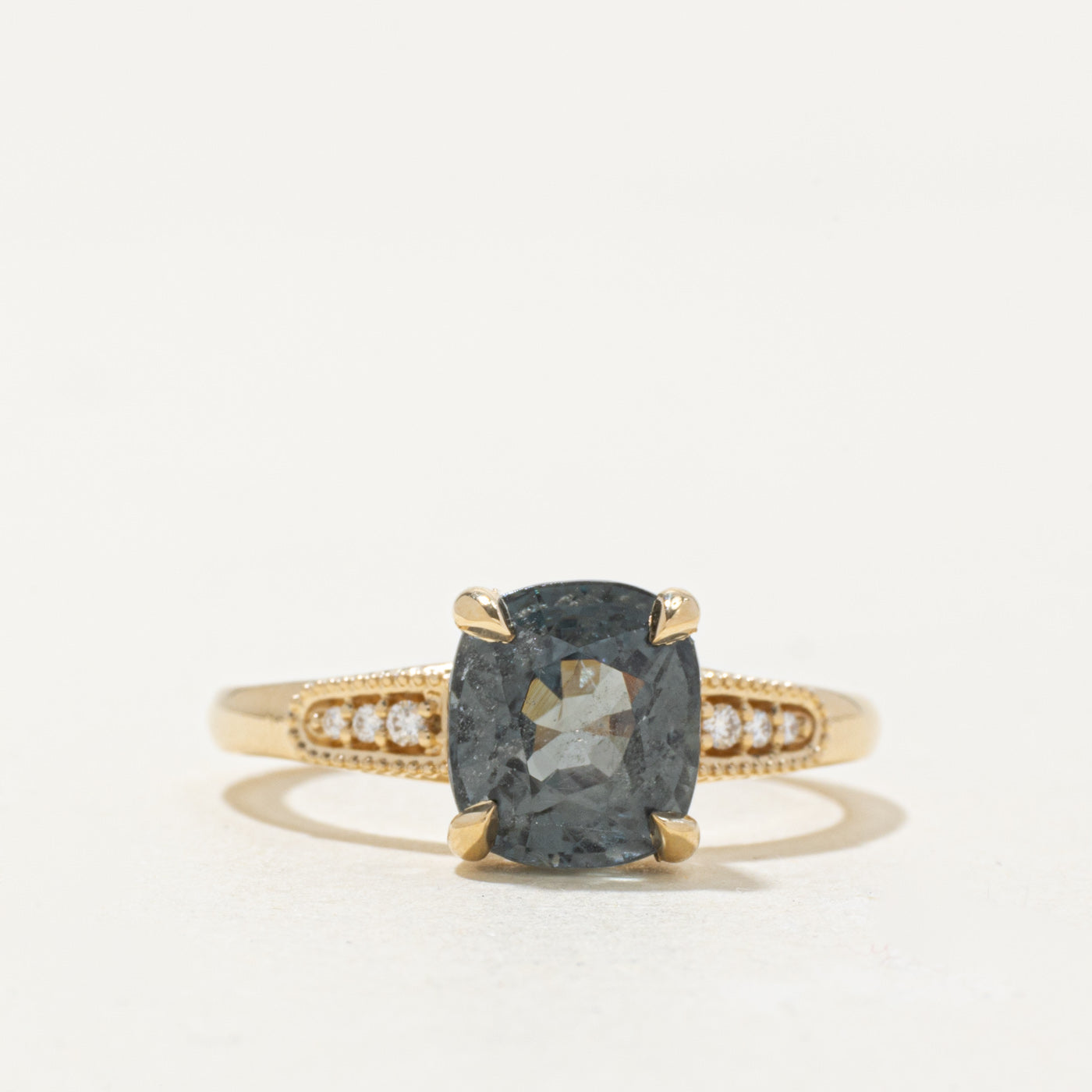 '100 Ways' 14k Yellow Gold Grey Spinel Accented Ring | 2.96ct, 0.05ctw | SZ 7