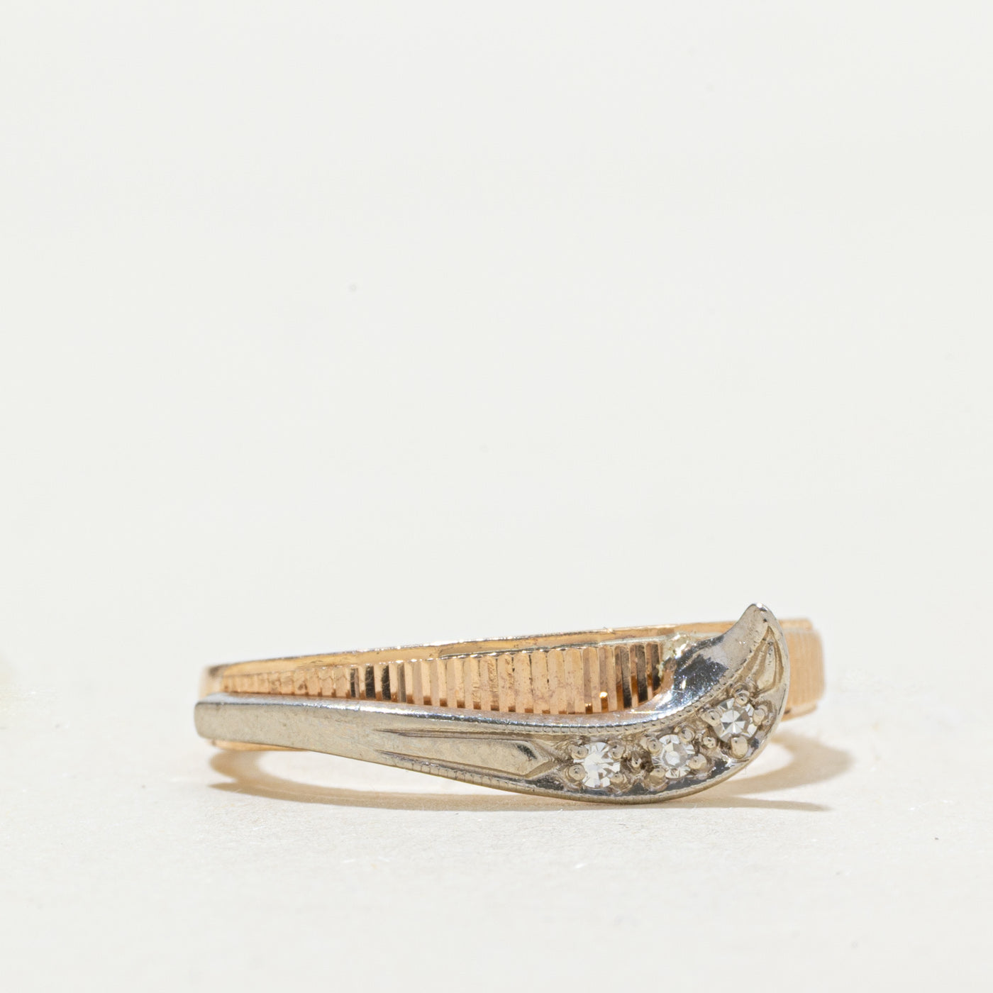 Vintage Canadian 14k Two Tone Diamond Abstract Ring | SZ 6
