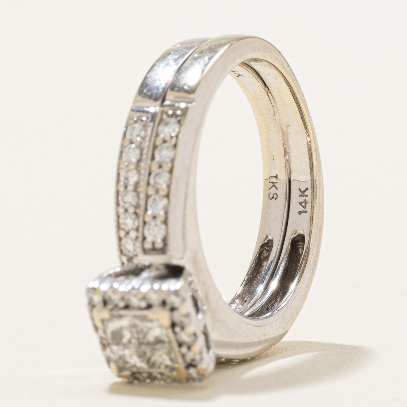 Bague halo en or 14 carats sertie de diamants illusion | 0,50 ct | Taille 5,0
