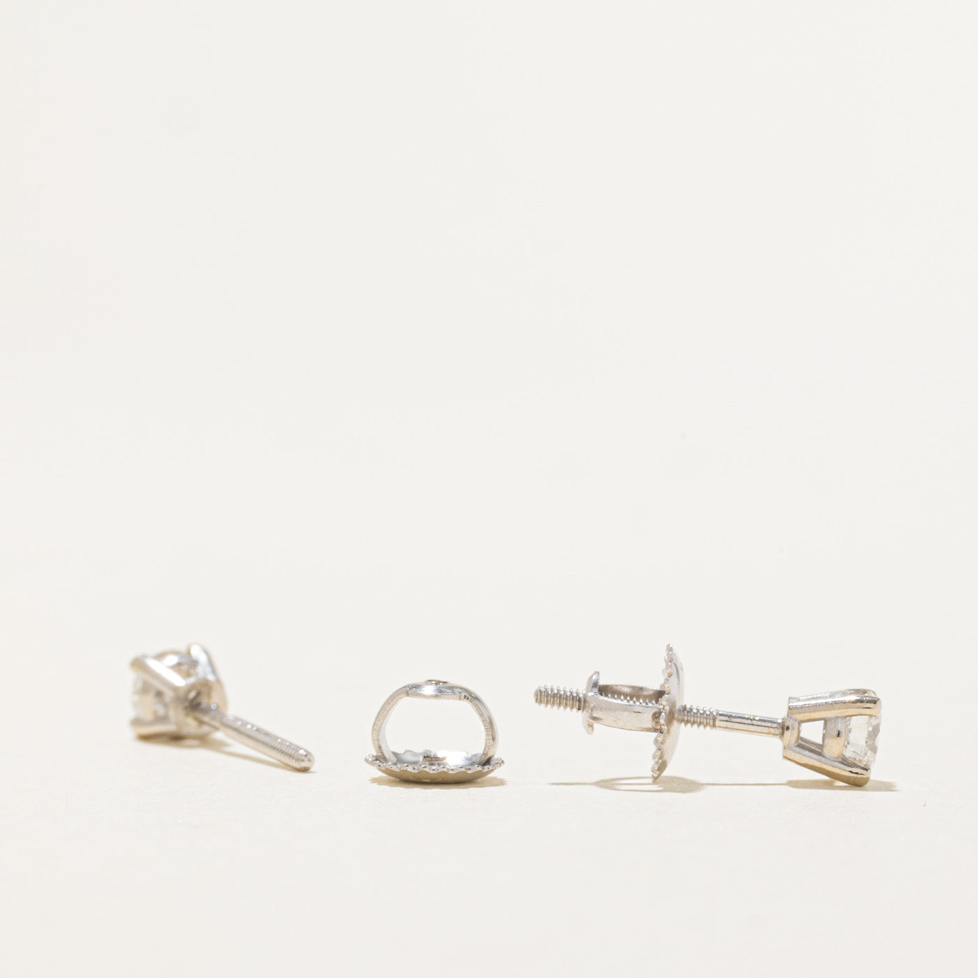 14k White Gold Solitaire Diamond Stud Earrings | 0.45ctw