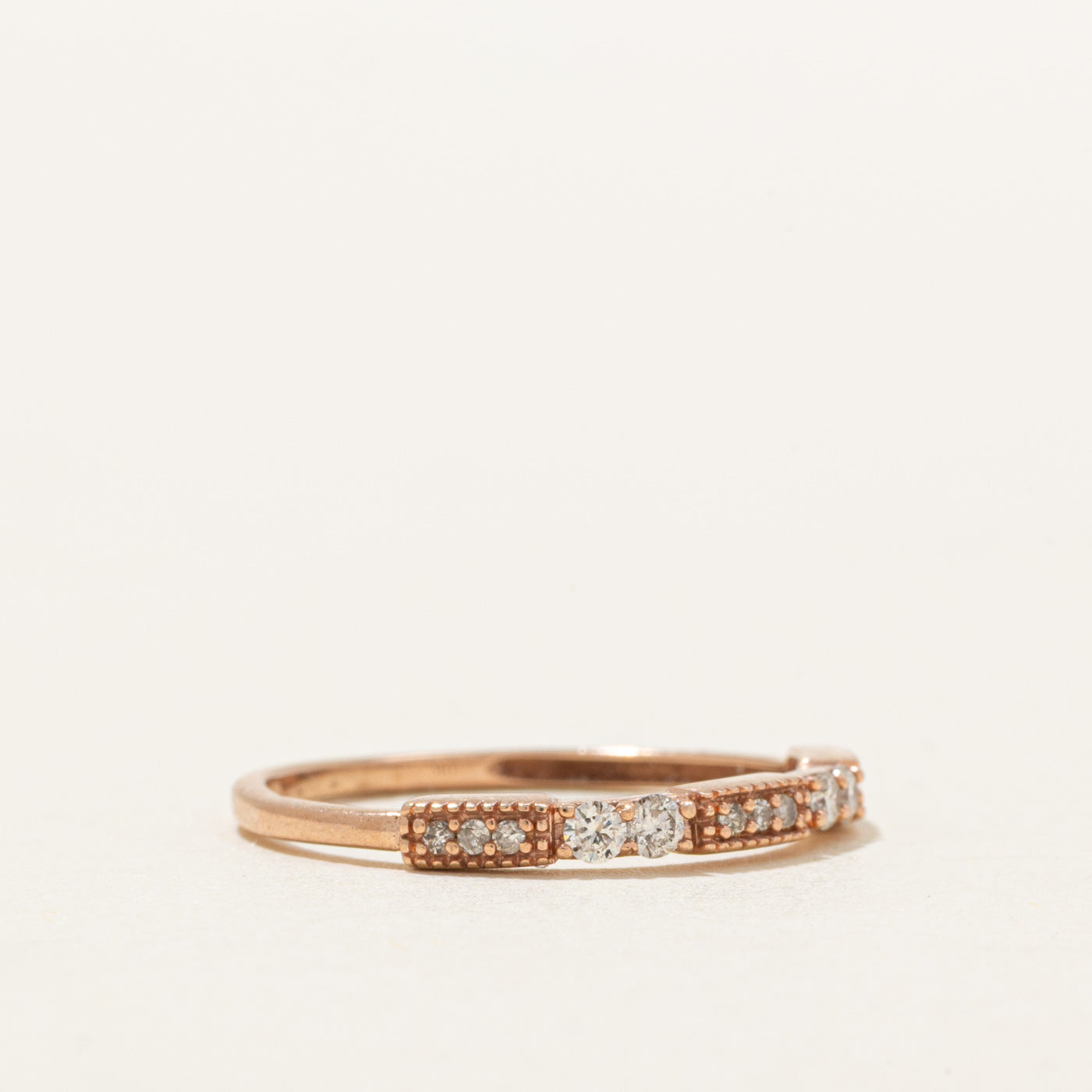 10K Rose Gold Diamond Milgrain Band | SZ 5.0