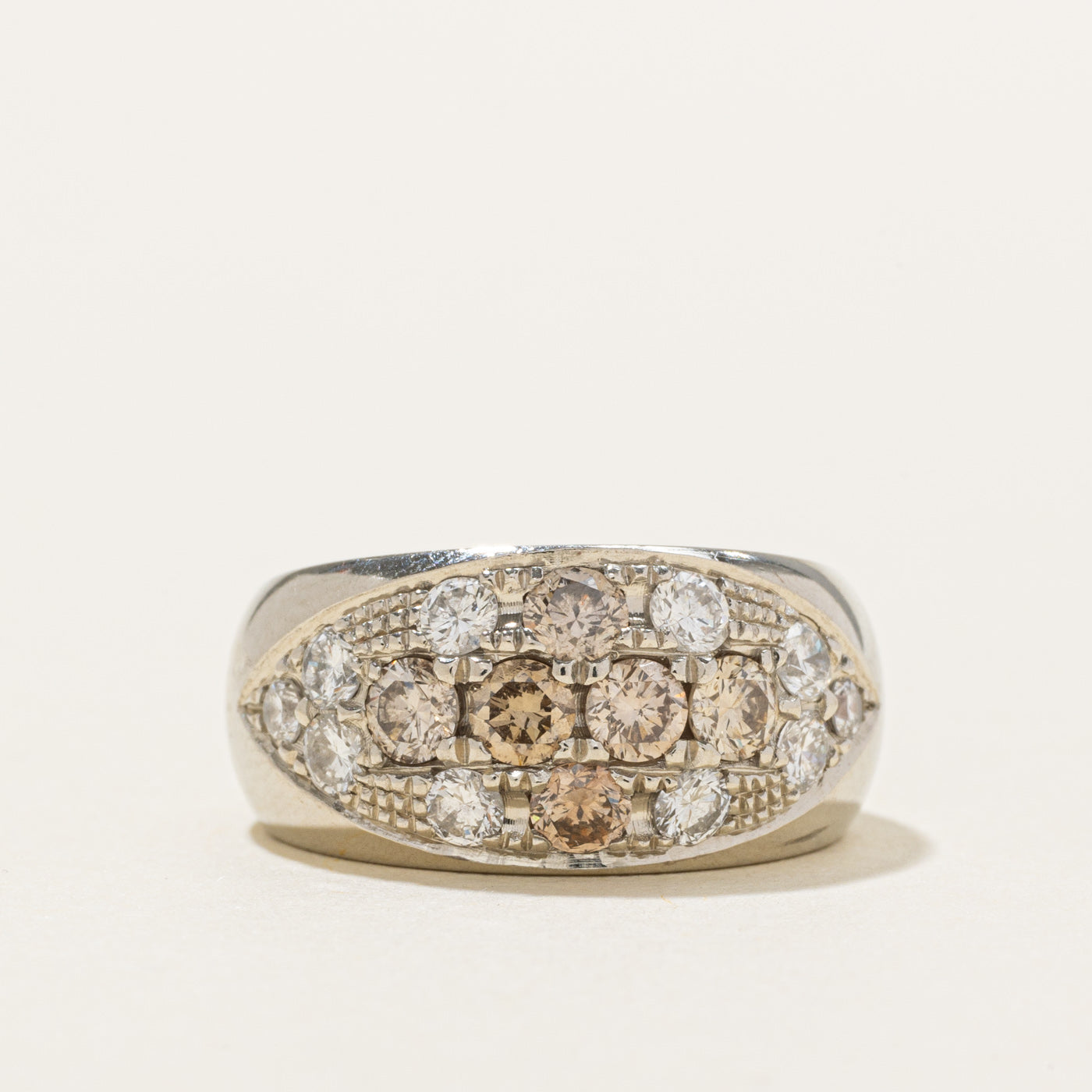 14K Fancy Light Brown Diamond Cluster Cocktail Ring | 0.95ct | SZ 2.5