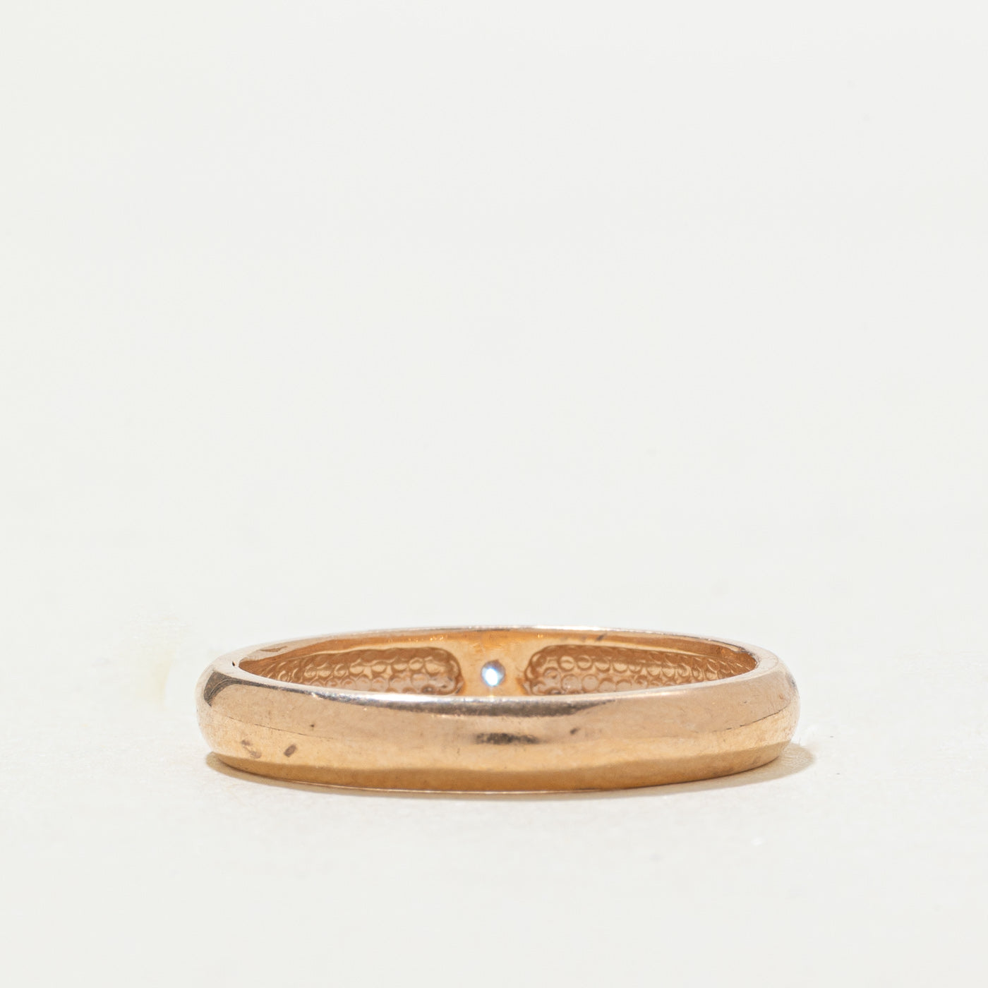 14k Rose Gold Flush Set Diamond Textured Band | SZ 6.5