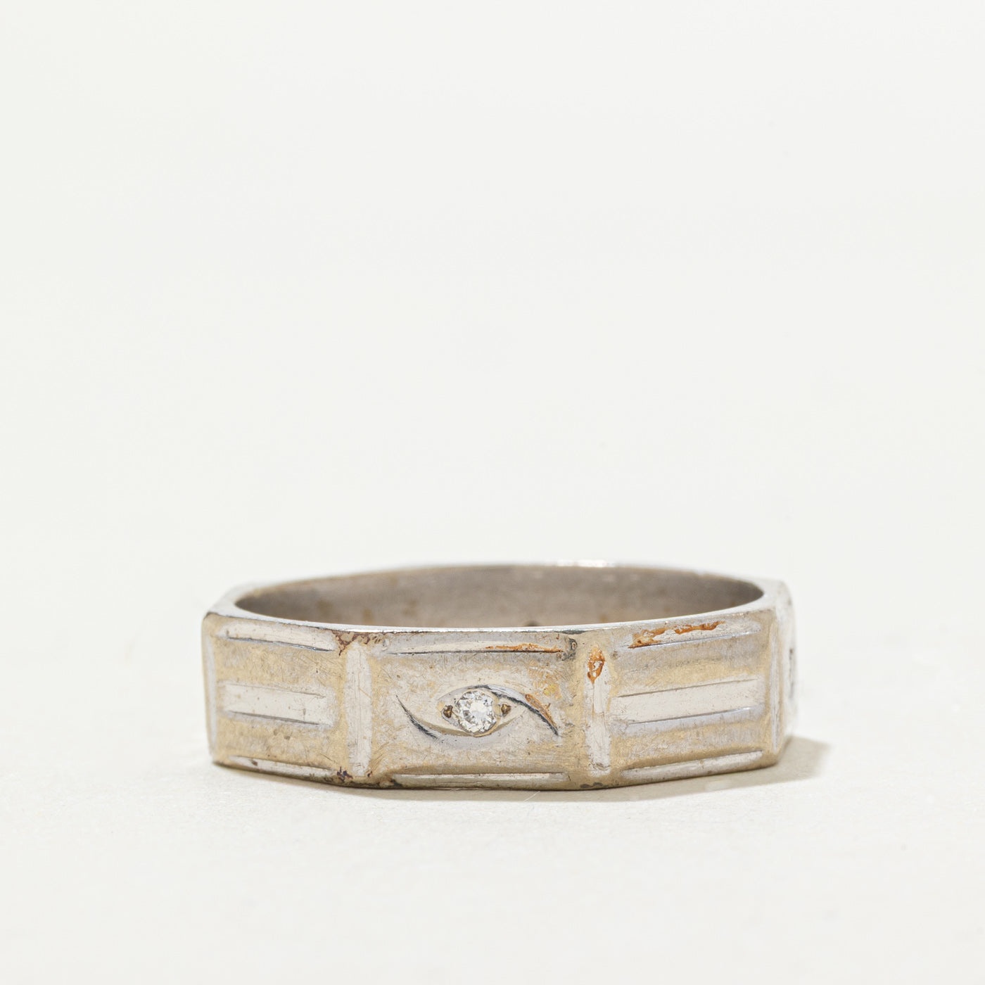 14k Diamond Textured Octagon Band | 5.55mm | SZ 9