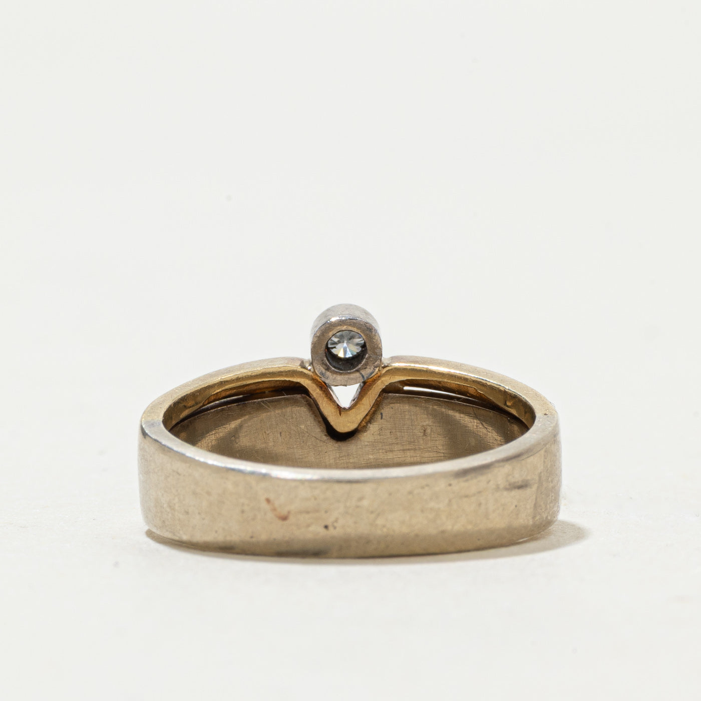 14k Bezel Set Diamond Abstract Ring | SZ 6