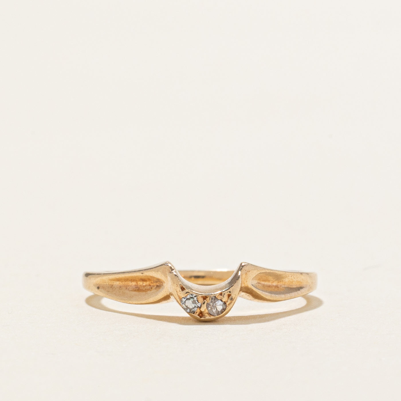 14K Yellow Gold Diamond Scalloped Contour Ring | SZ 3.75