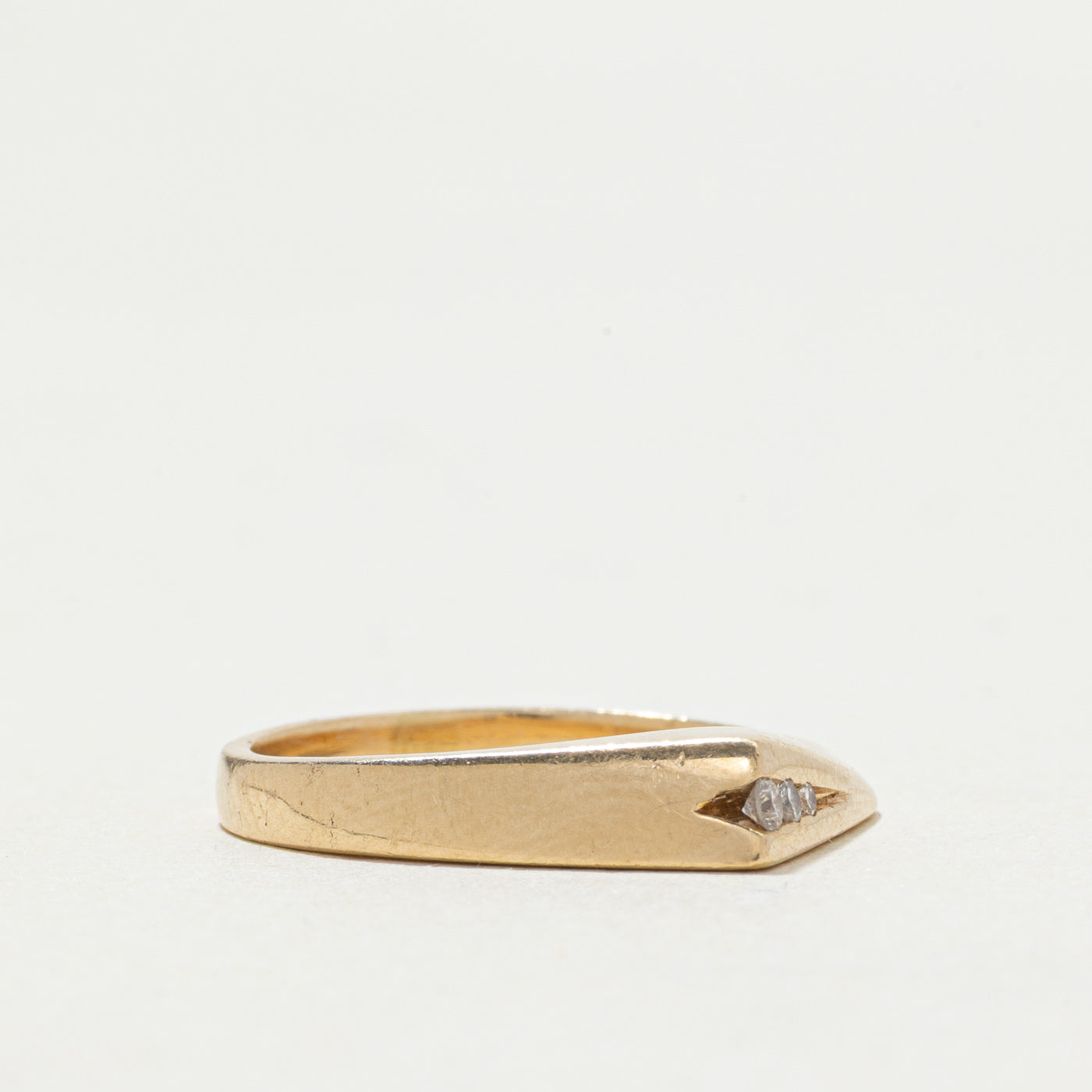 14k Channel Set Diamond Angled Ring | SZ 5.5