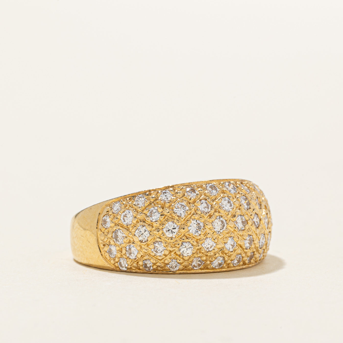 18K Diamond Textured Low Dome Ring | 0.55ctw | SZ 6.0