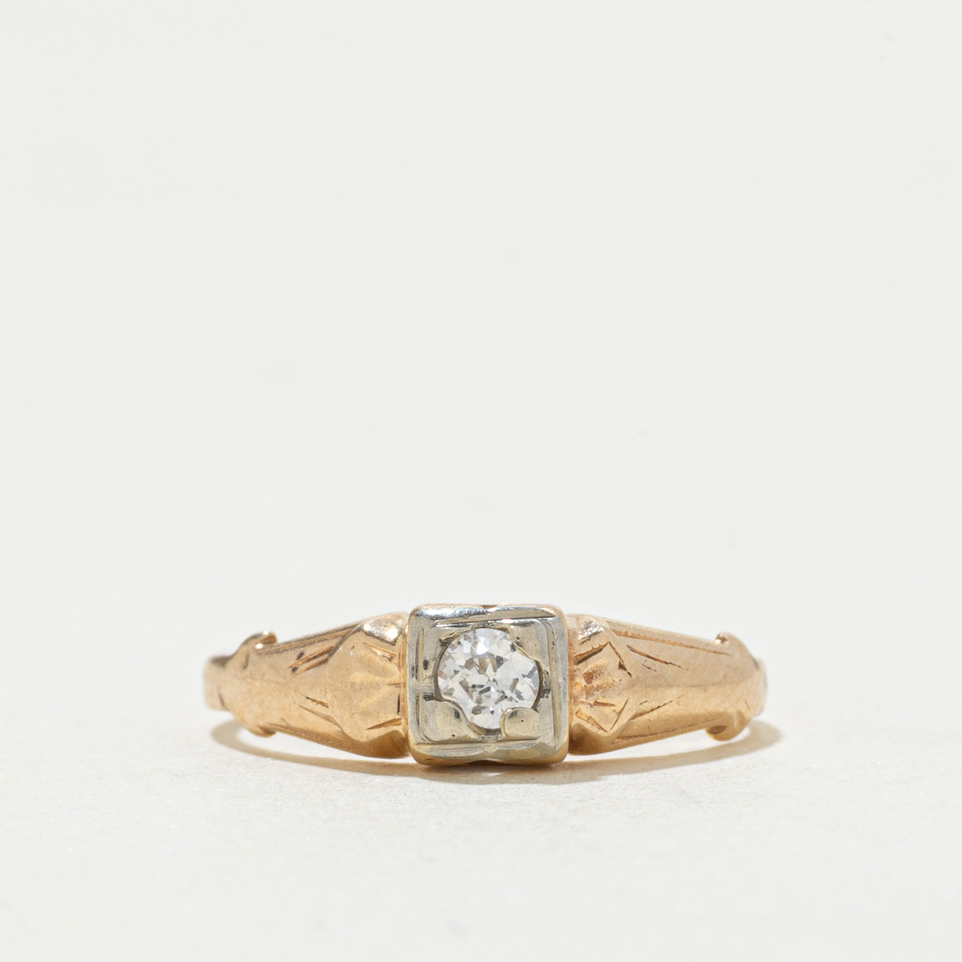 14k Transitional Cut Diamond Engraved Ring | 0.09ctw | SZ 3