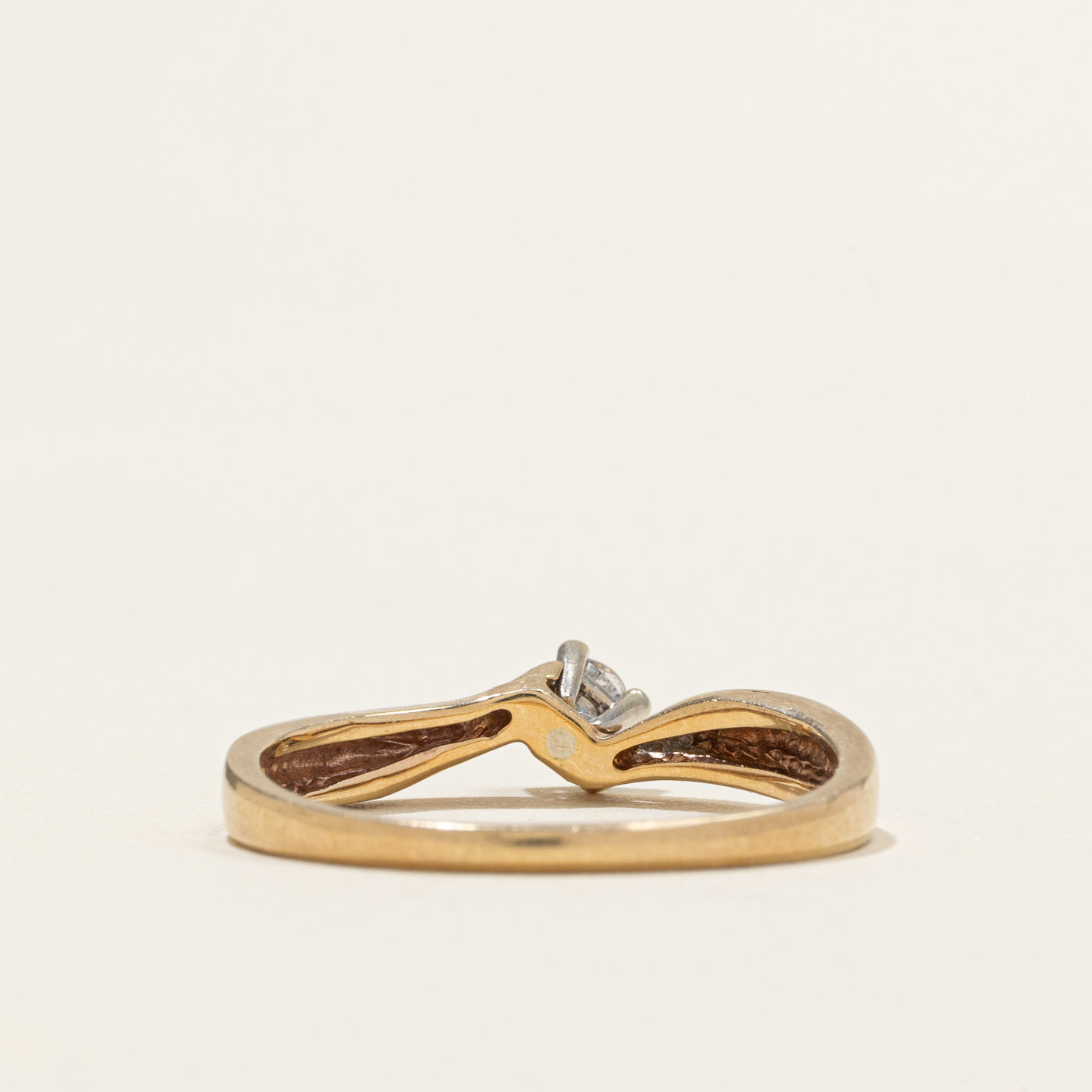 10K Solitaire Diamond Grooved Bypass Ring | 0.15ct | SZ 9.25