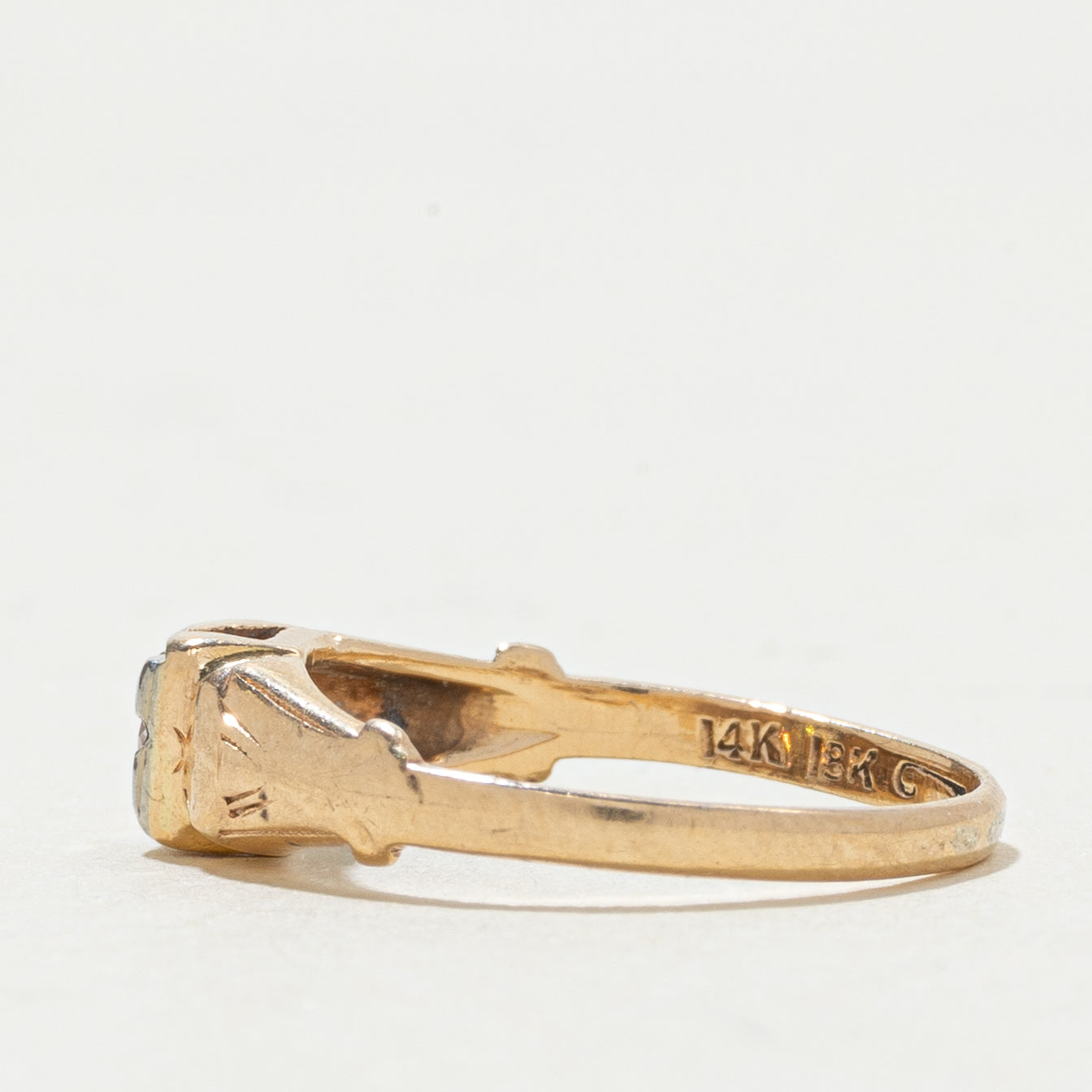 14k Transitional Cut Diamond Engraved Ring | 0.09ctw | SZ 3