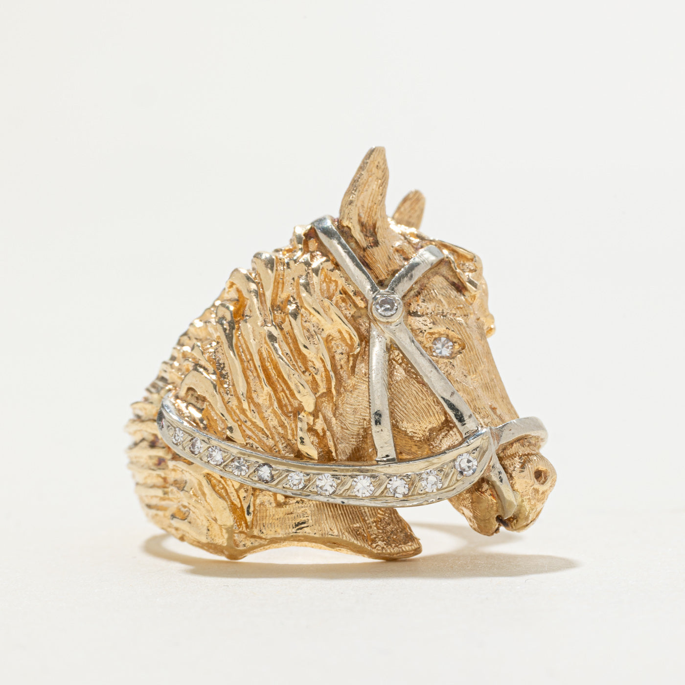 14k Diamond Accent Horse Head Ring | SZ 8.5
